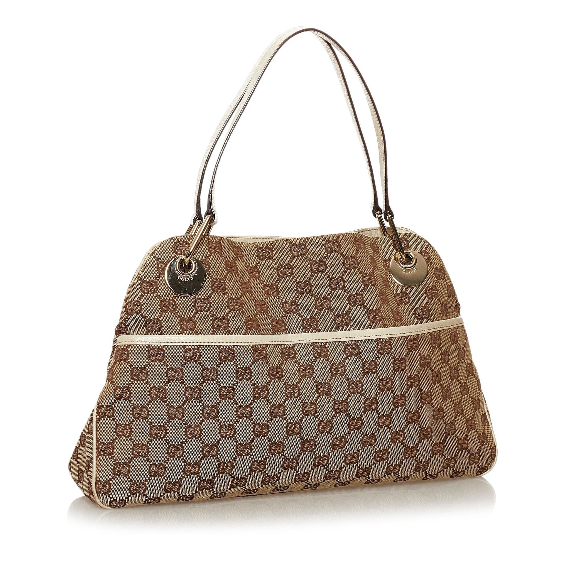 Gucci GG Eclipse SHG Canvas White Brown Tote Bag