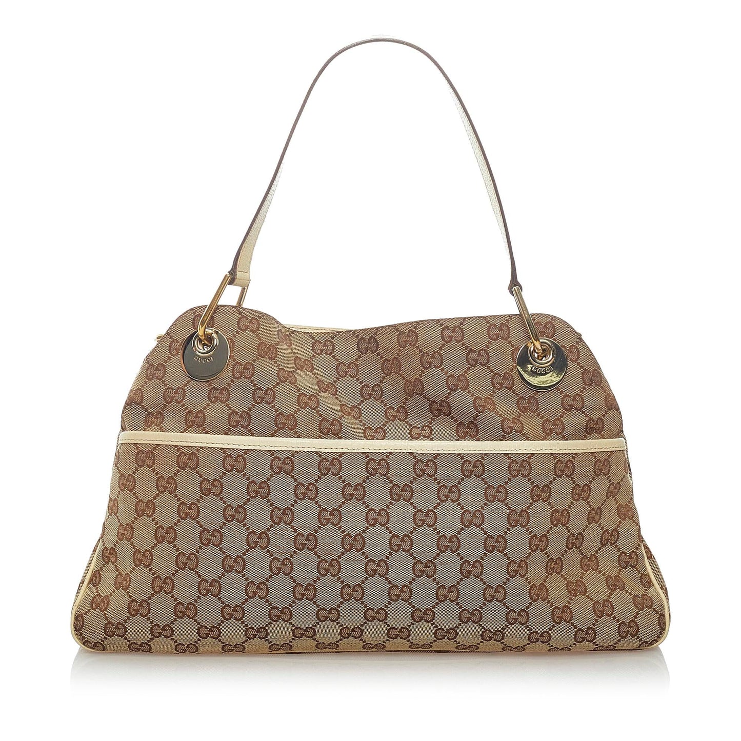 Gucci GG Eclipse SHG Canvas White Brown Tote Bag Bag Shg