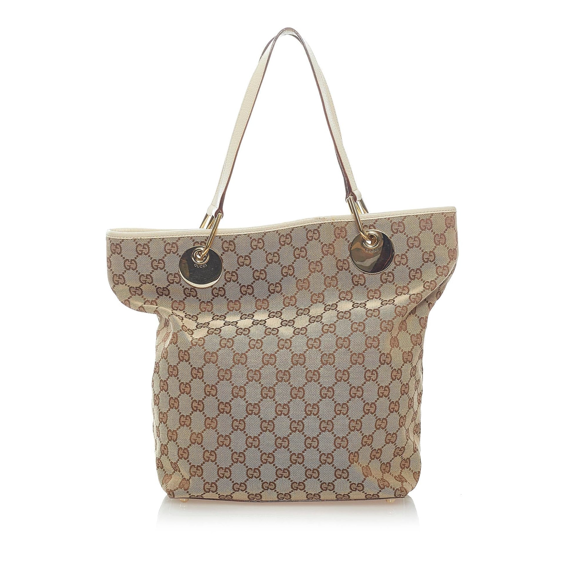 Gucci GG Eclipse SHG Canvas White Brown Tote Bag 3