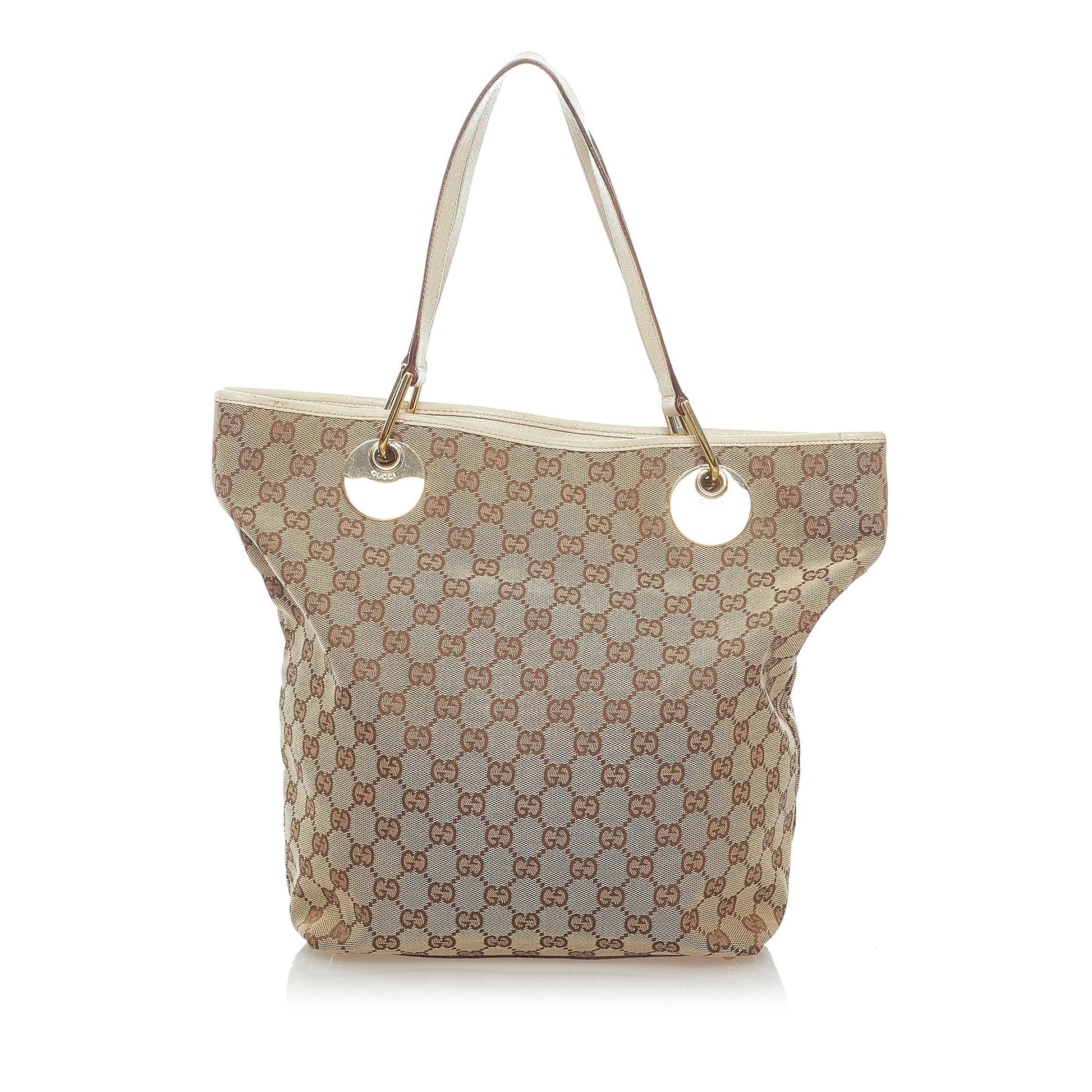 Gucci GG Eclipse SHG Canvas White Brown Tote Bag 3