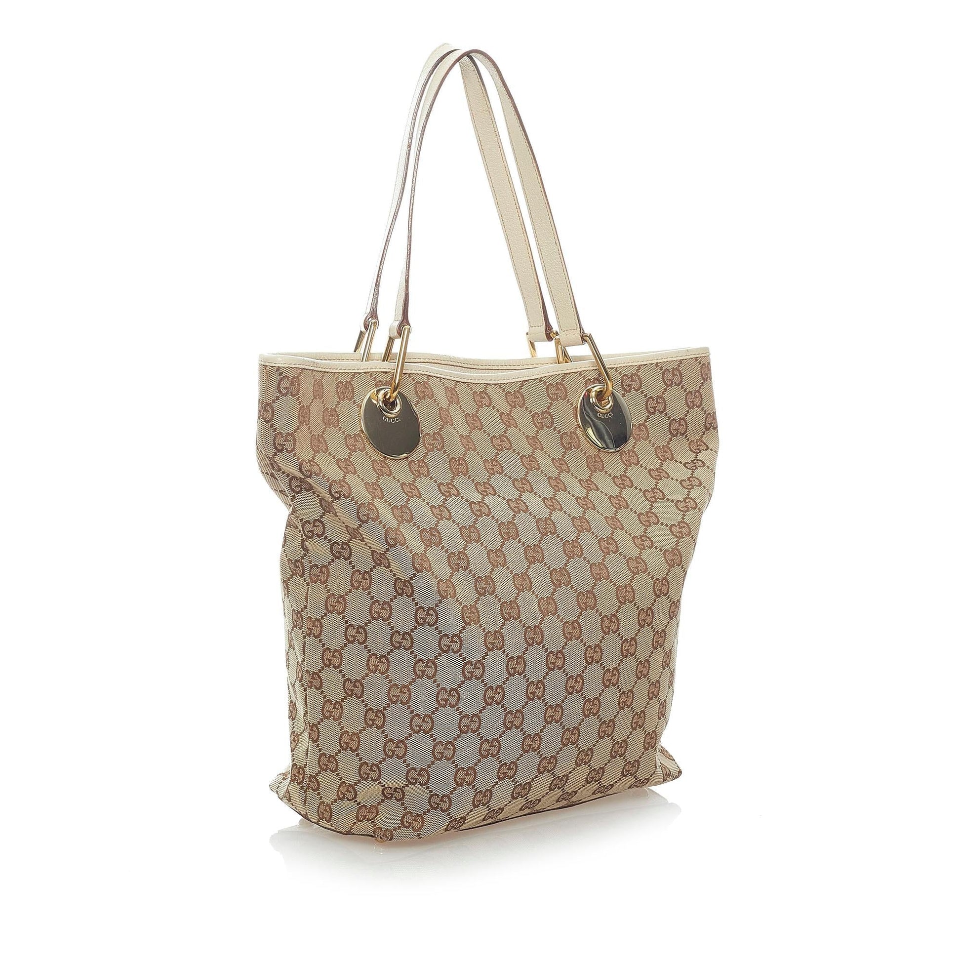 Gucci GG Eclipse SHG Canvas White Brown Tote Bag 3