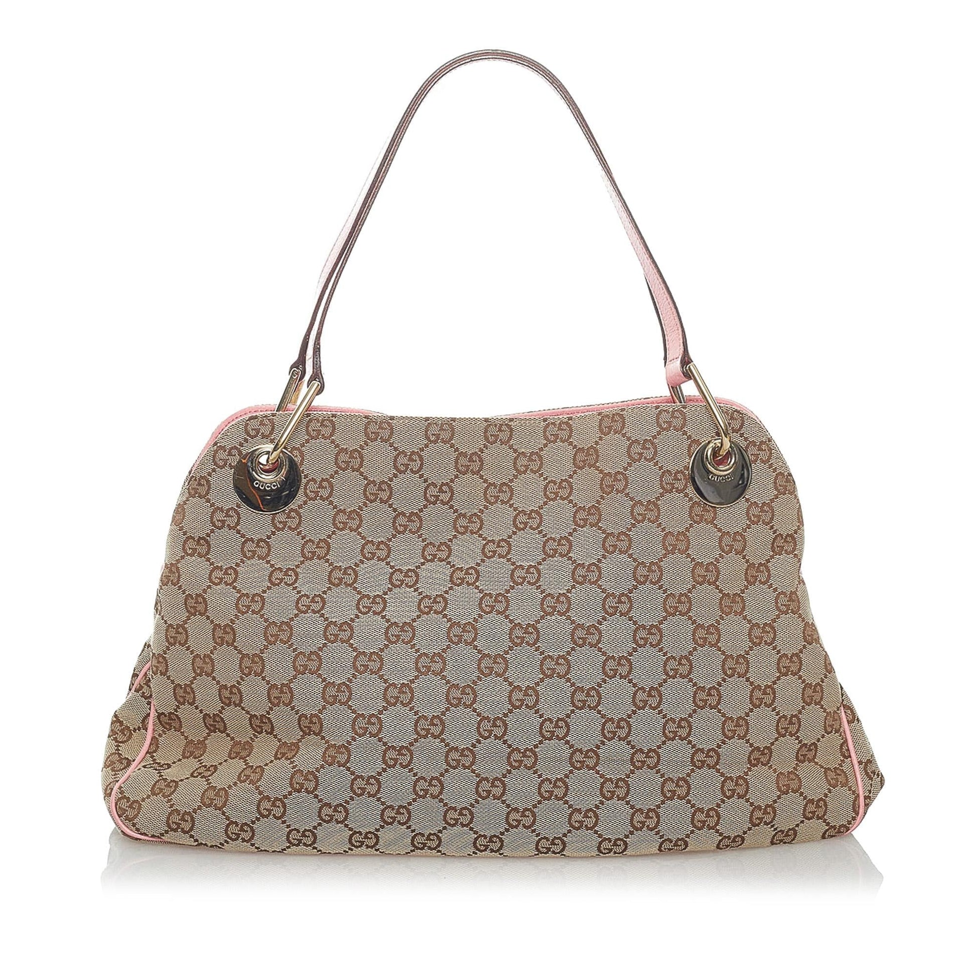 Gucci GG Eclipse SHG Canvas Brown Pink Tote Bag Bag Shg