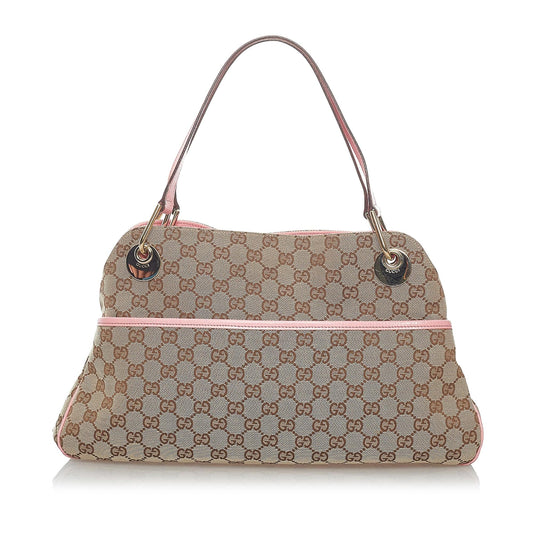 Gucci GG Eclipse SHG Canvas Brown Pink Tote Bag Bag Shg