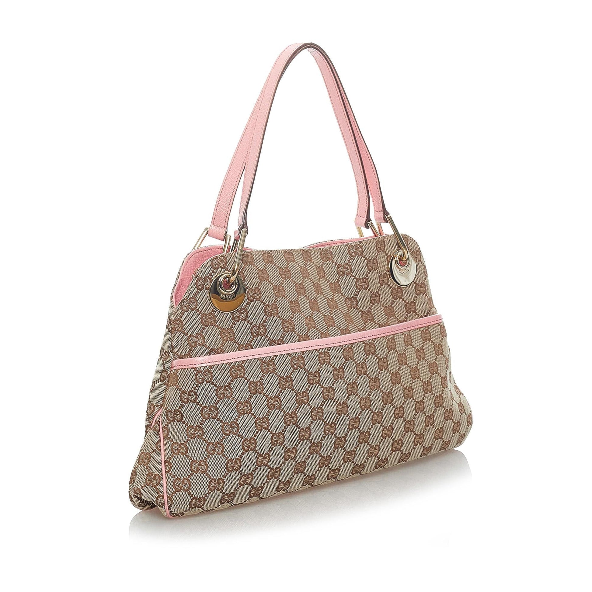 Gucci GG Eclipse SHG Canvas Brown Pink Tote Bag Bag Shg