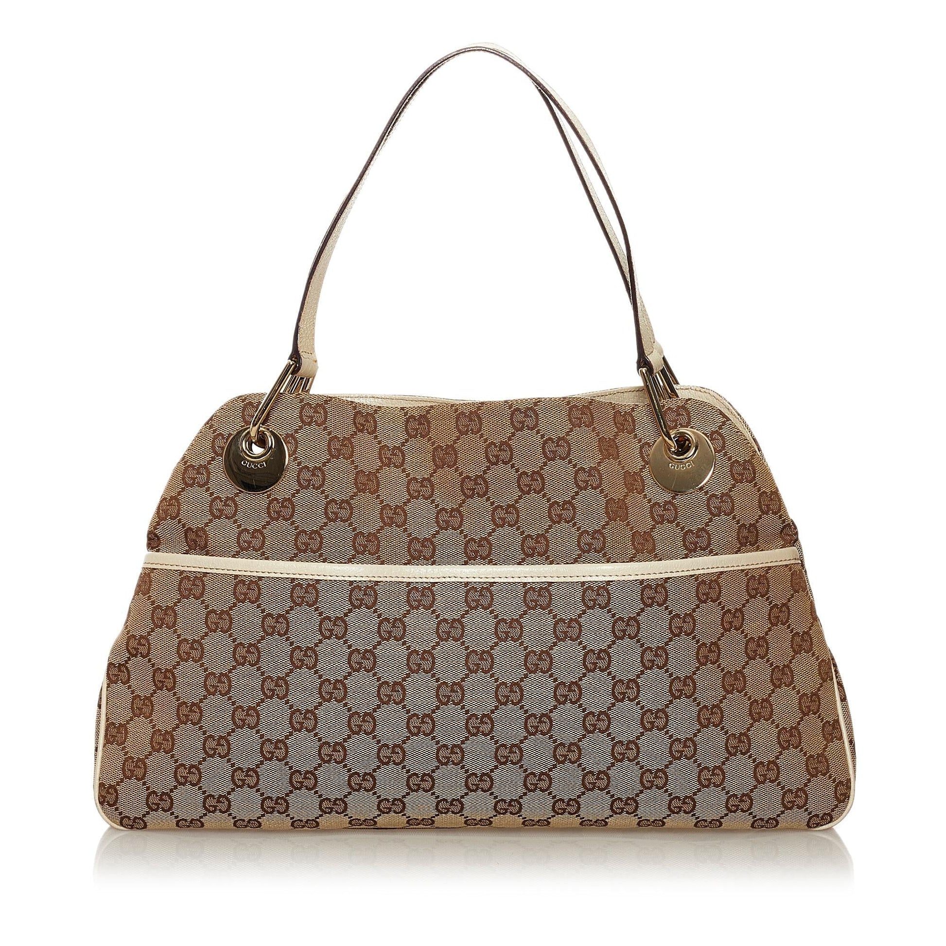 Gucci GG Eclipse SHG Canvas White Brown Tote Bag 4