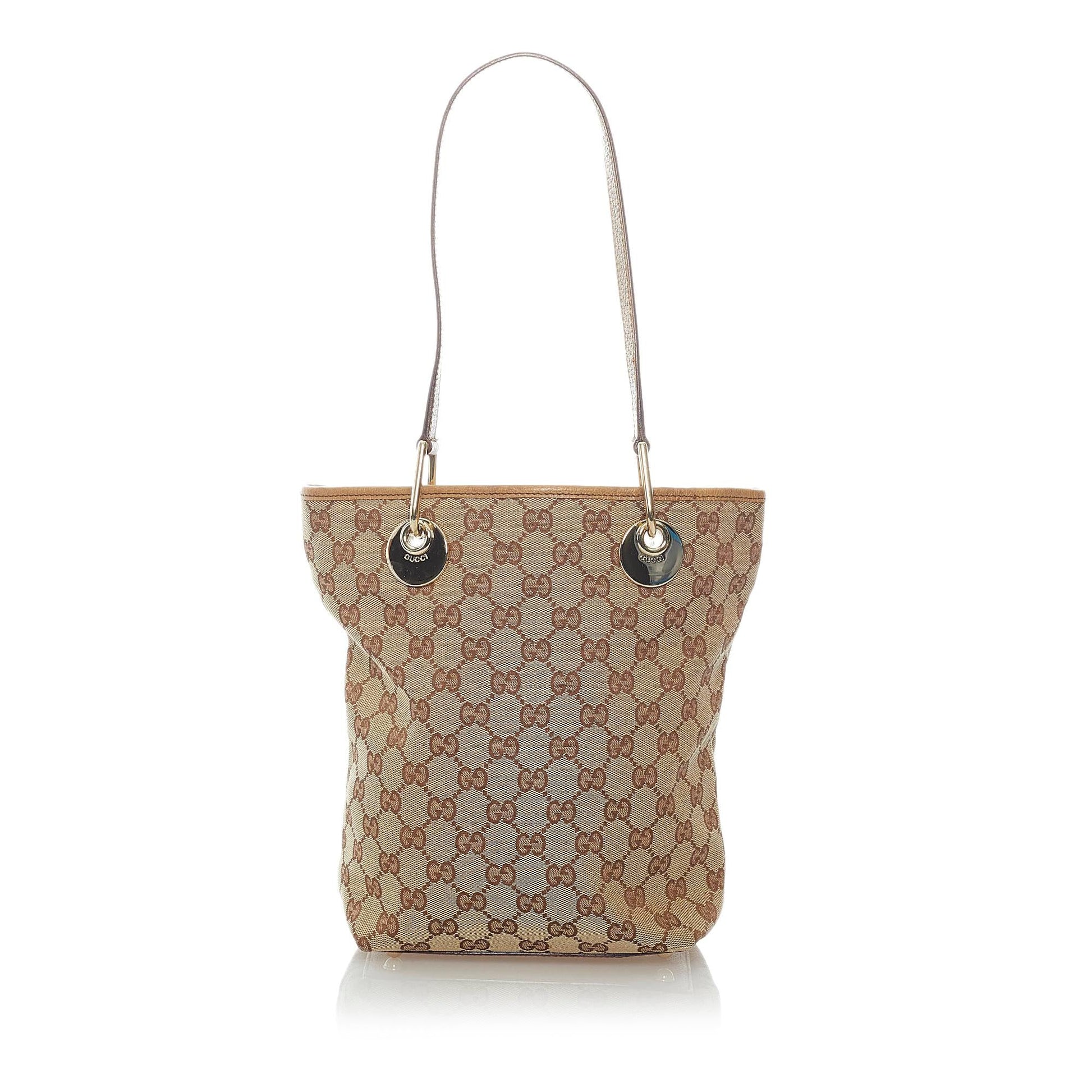 Gucci GG Eclipse SHG Canvas Calf Brown Tote Bag 4