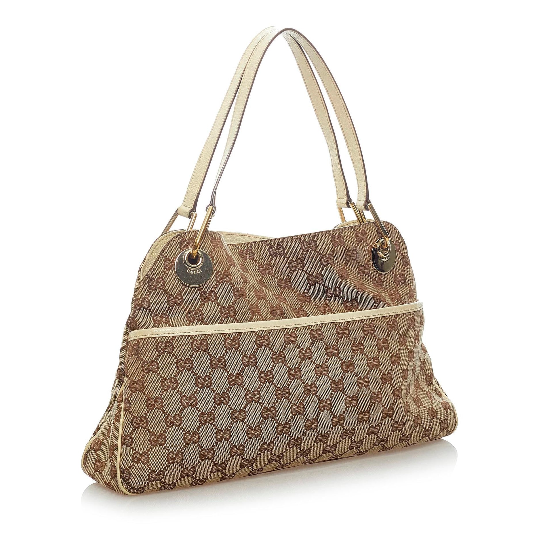 Gucci GG Eclipse SHG Canvas White Brown Tote Bag 5