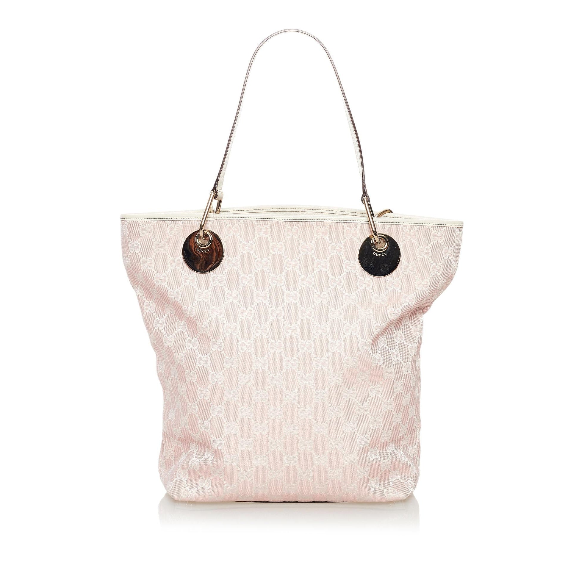 Gucci GG Eclipse SHG-s2bRnm Canvas White Pink Tote Bag