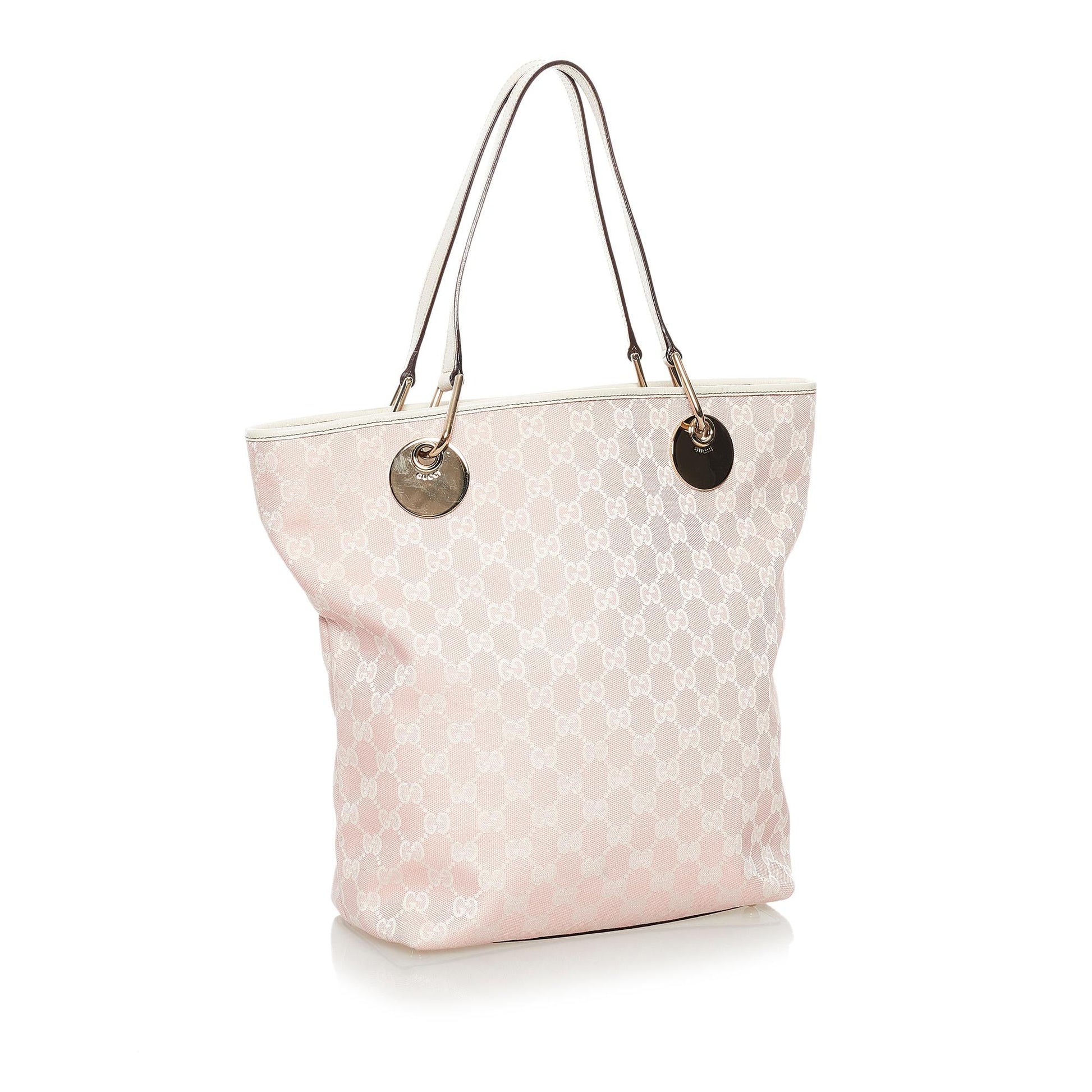 Gucci GG Eclipse SHG-s2bRnm Canvas White Pink Tote Bag