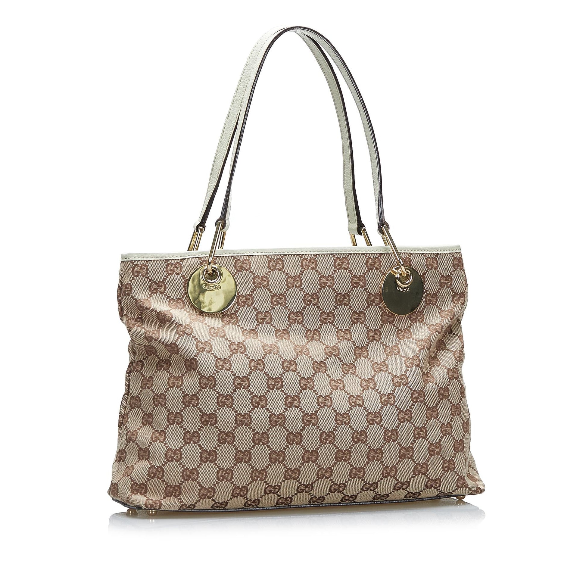 Gucci GG Eclipse SHG-y7kFVR Canvas Calf White Brown Tote Bag