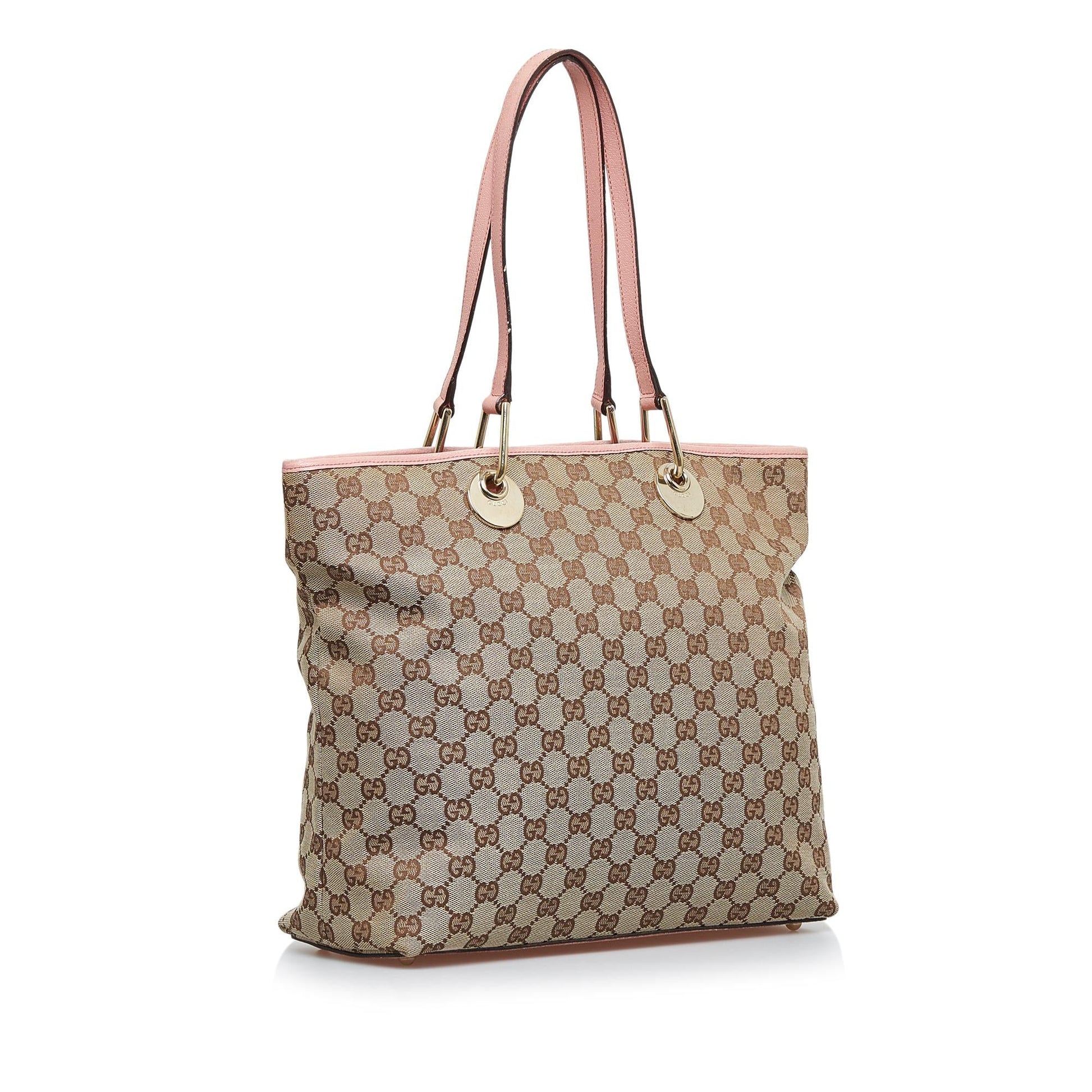 Gucci GG Eclipse SHG-iAOPL8 Canvas Calf Brown Pink Tote Bag