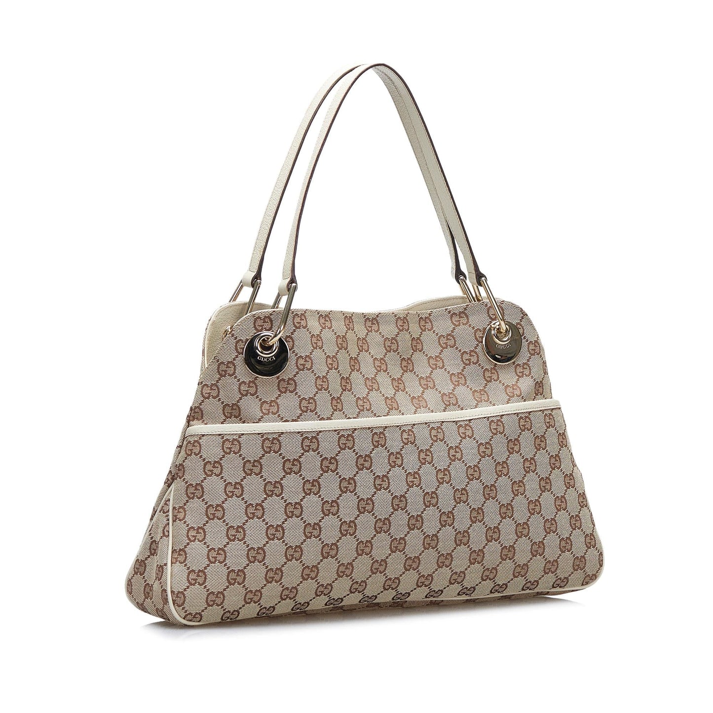 Gucci GG Eclipse SHG-gD1Zow Canvas Calf White Brown Tote Bag