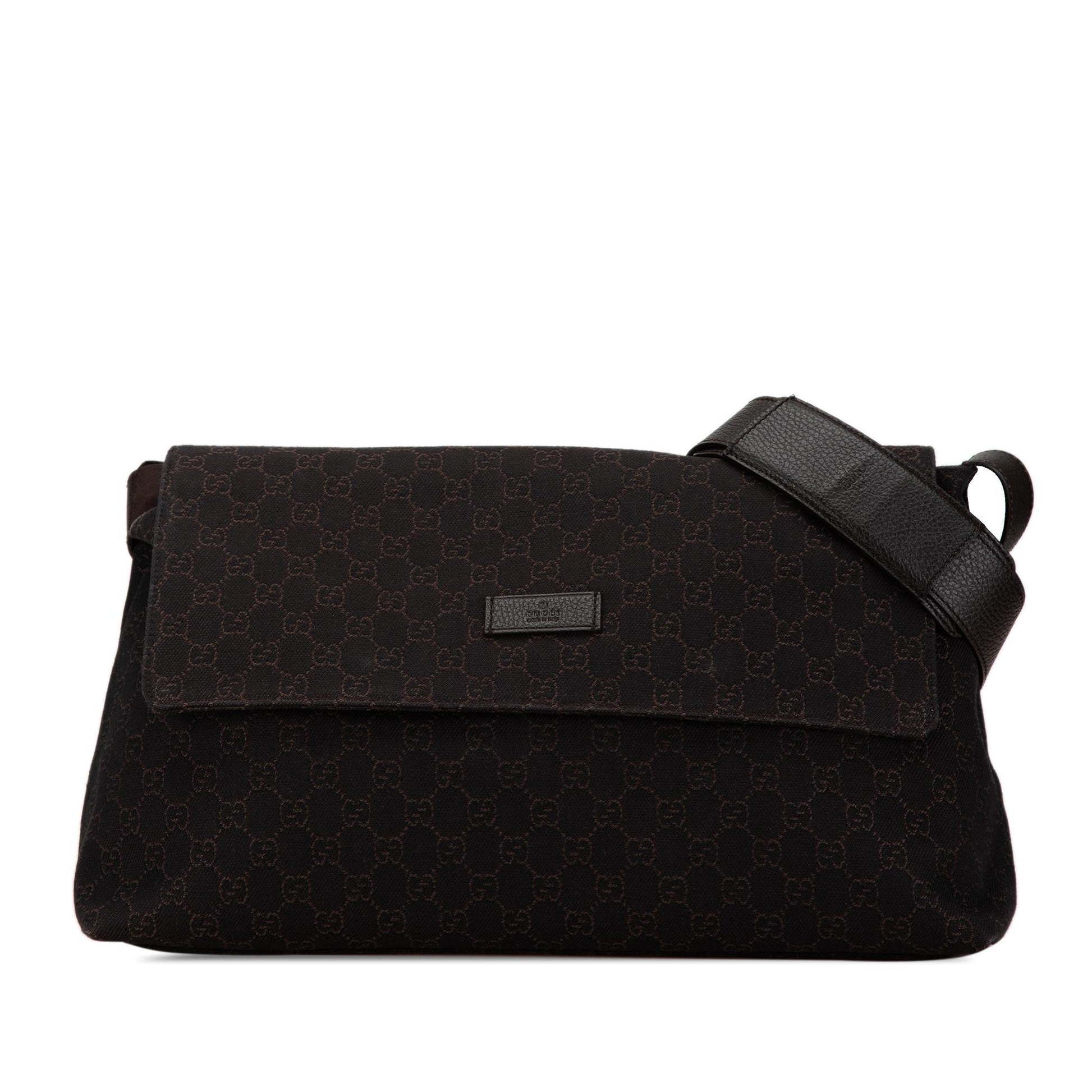 Gucci GG SHG-ekq1Cm Canvas Brown Flap Crossbody Bag