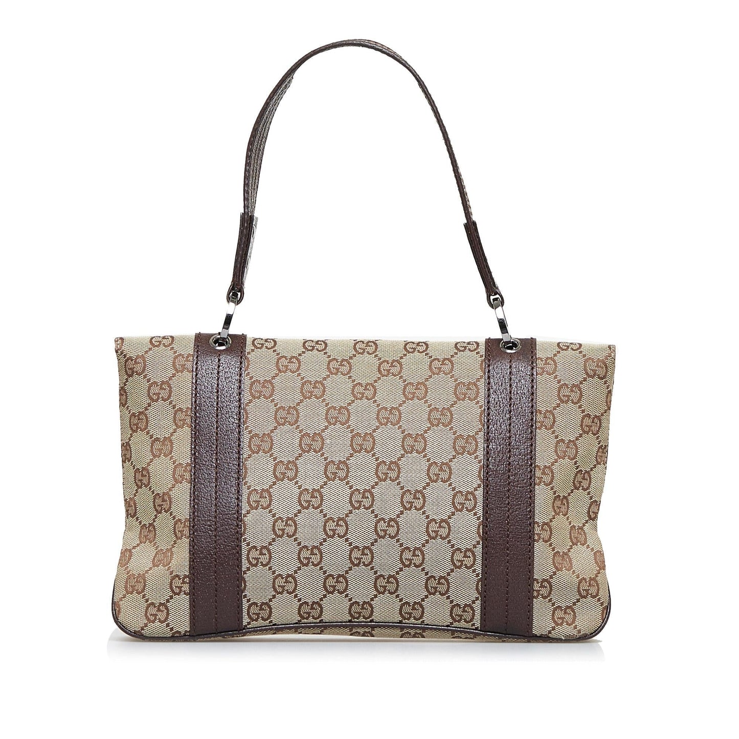 Gucci GG SHG-wwcrBP Canvas Calf Brown Flap Satchel Bag