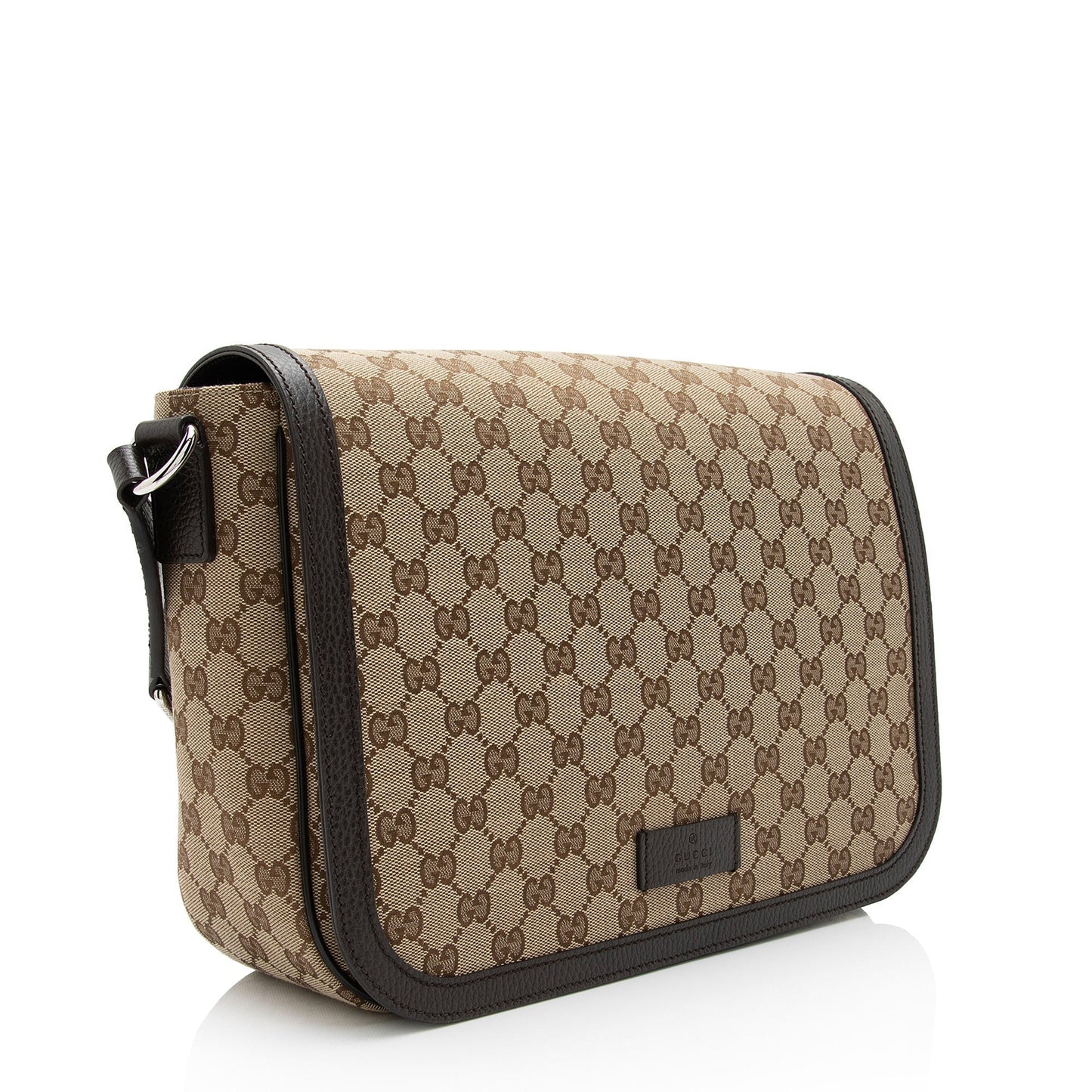 Gucci GG Flap Messenger SHF-Dgivt4 Leather Canvas Nylon Brown Shoulder Bag