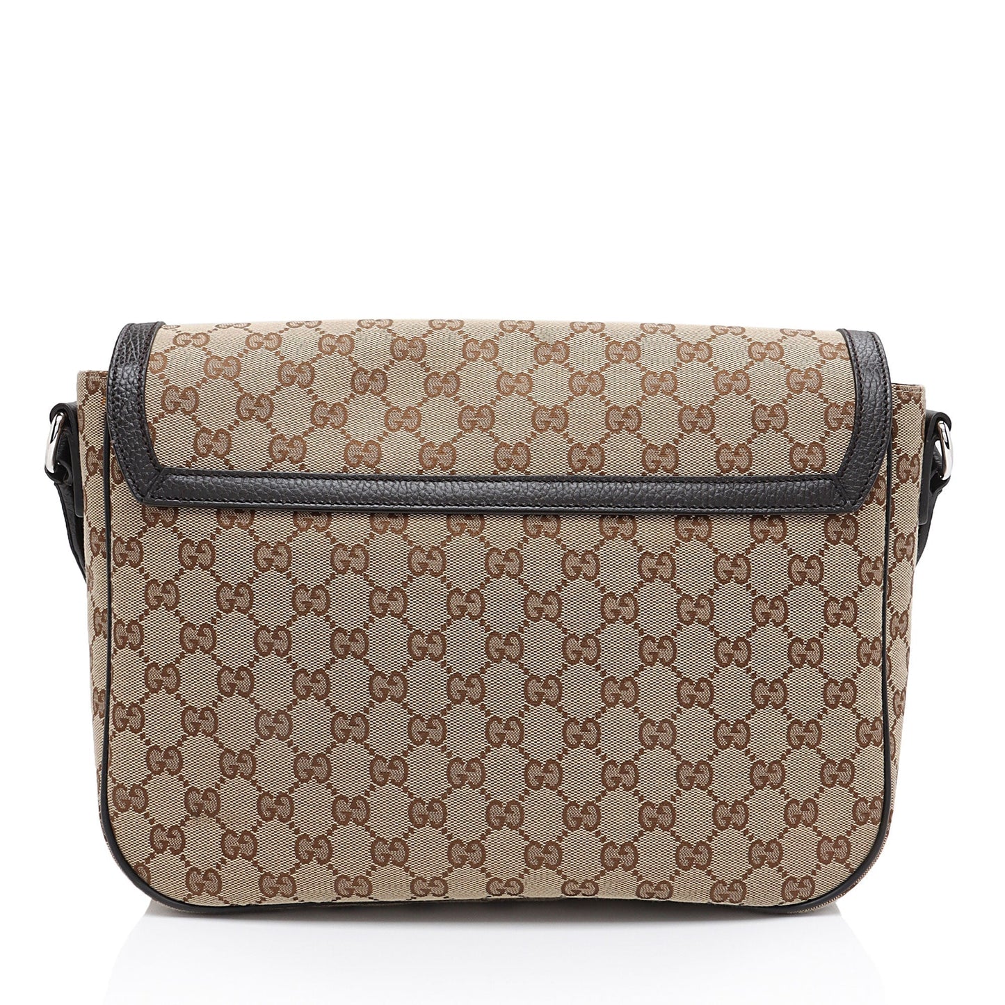 Gucci GG Flap Messenger SHF-1QqxVk Leather Canvas Nylon Brown Shoulder Bag