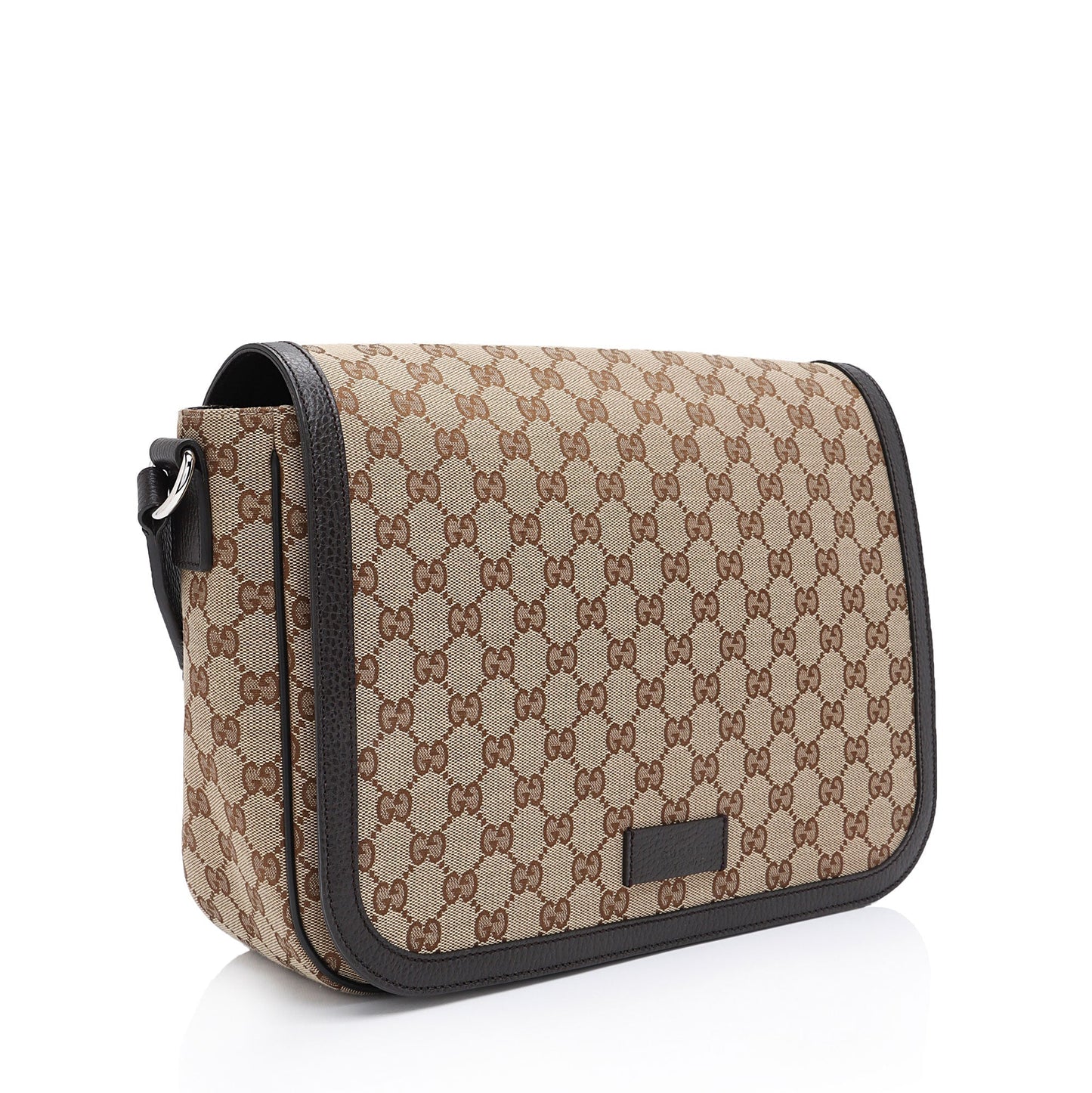 Gucci GG Flap Messenger SHF-1QqxVk Leather Canvas Nylon Brown Shoulder Bag
