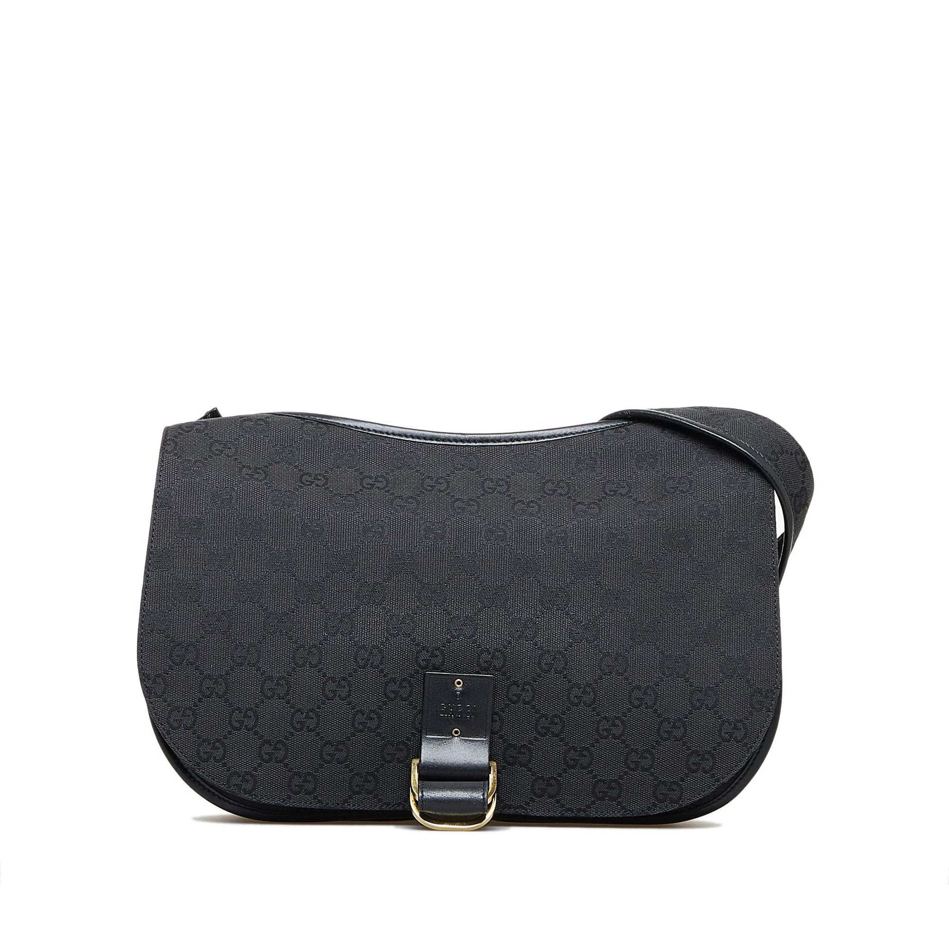 Gucci GG SHG-tltDgF Canvas Black Flap Shoulder Bag