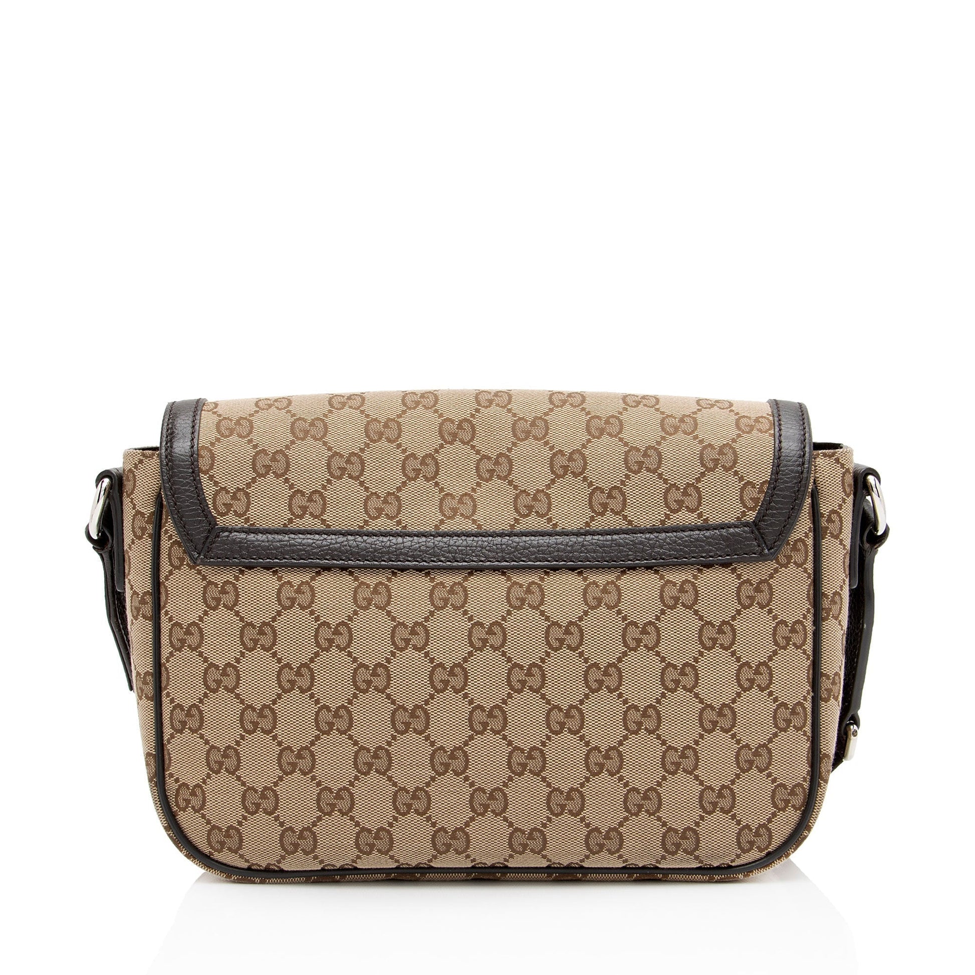 Gucci GG Flap Messenger SHF-qVM12S Leather Canvas Brown Beige Shoulder Bag