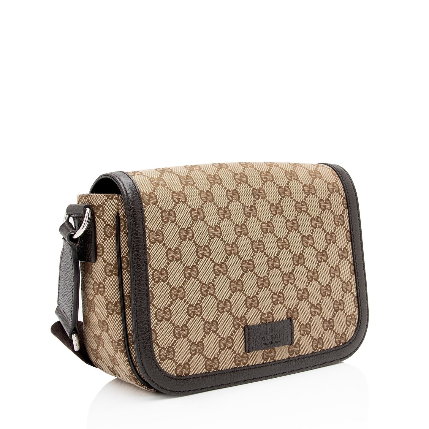 Gucci GG Flap Messenger SHF-qVM12S Leather Canvas Brown Beige Shoulder Bag