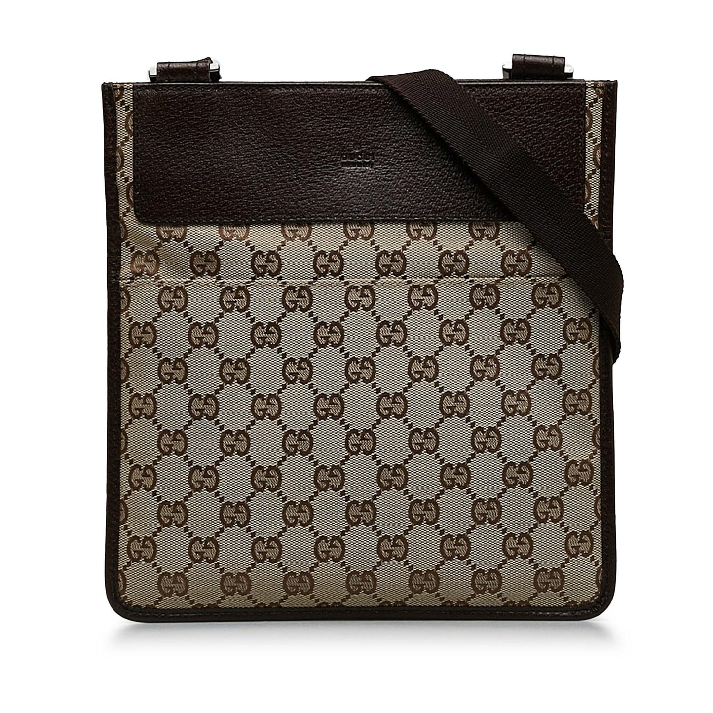 Gucci GG Flat Messenger SHG-tmDaTa Canvas Brown Shoes
