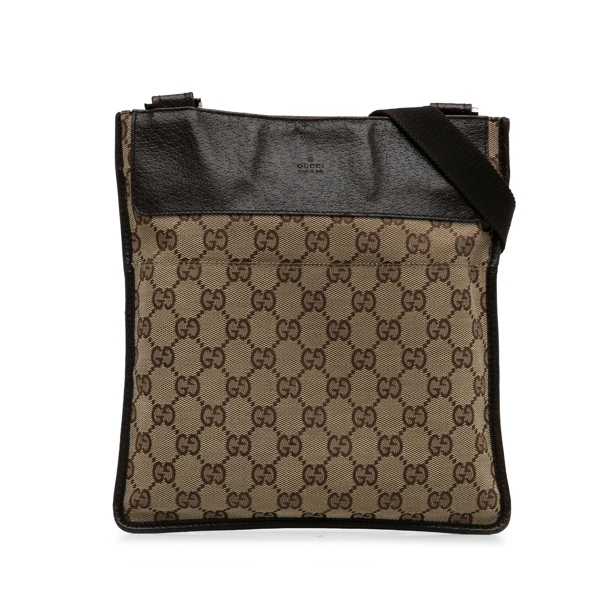 Gucci GG Flat Messenger SHG-UptcBo Canvas Brown Shoes