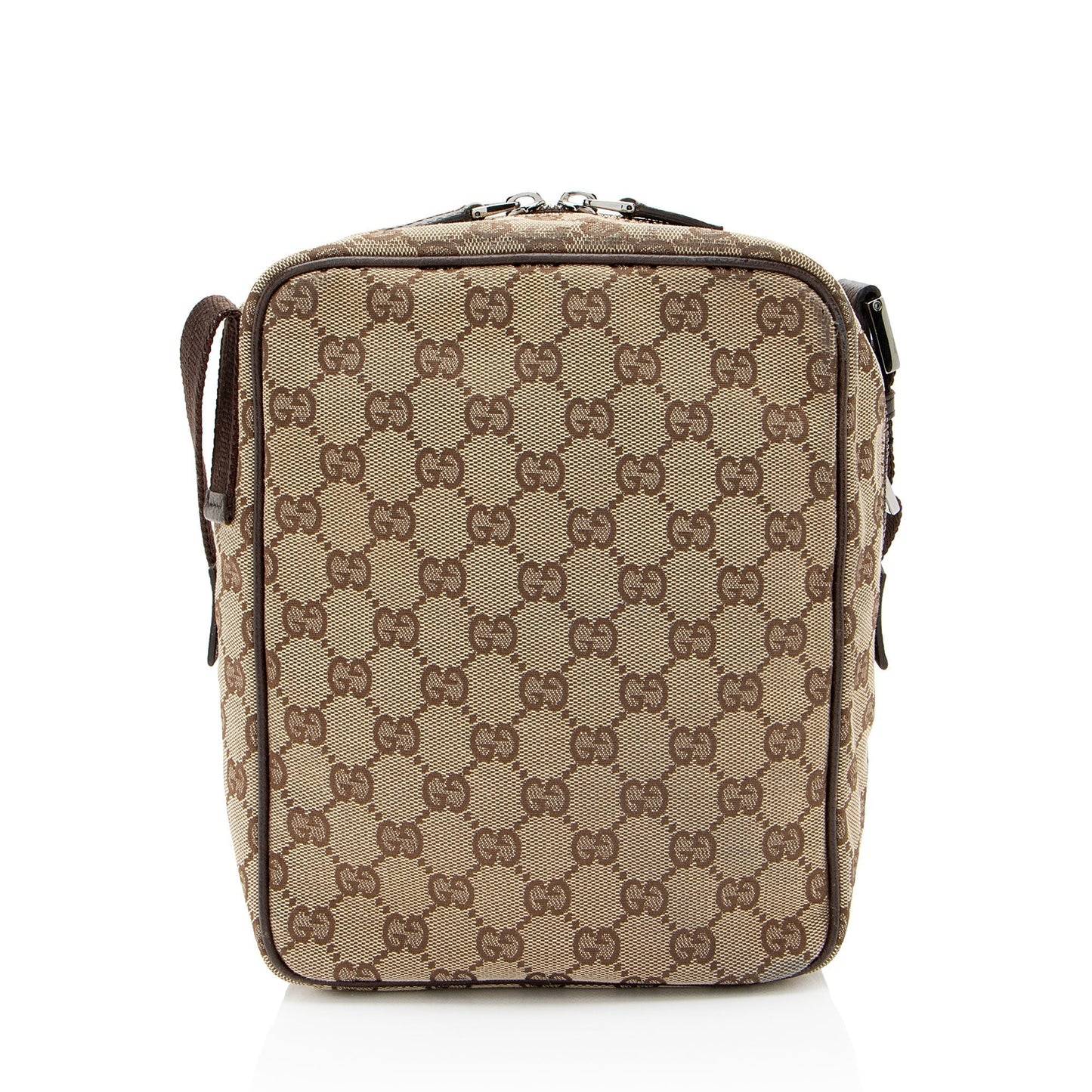 Gucci GG Flight Leather Canvas Brown Crossbody Bag