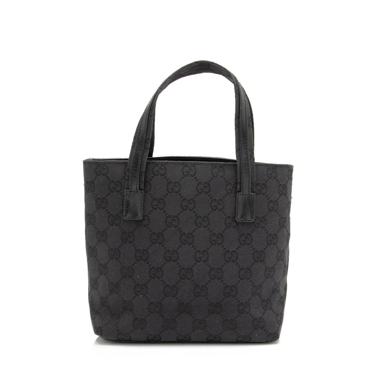 Gucci GG Front Pocket SHF-v82o4Q Leather Canvas Black Mini Tote Bag