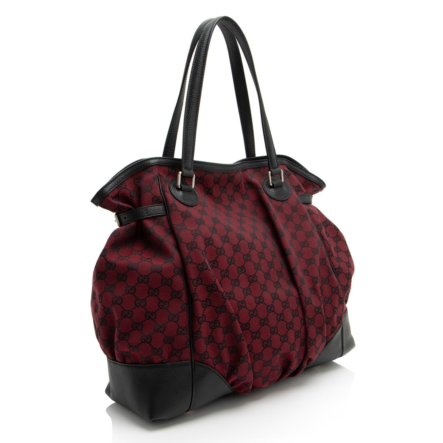 Gucci GG Full Moon SHF-J0EB6y Leather Canvas Black Red Tote Bag