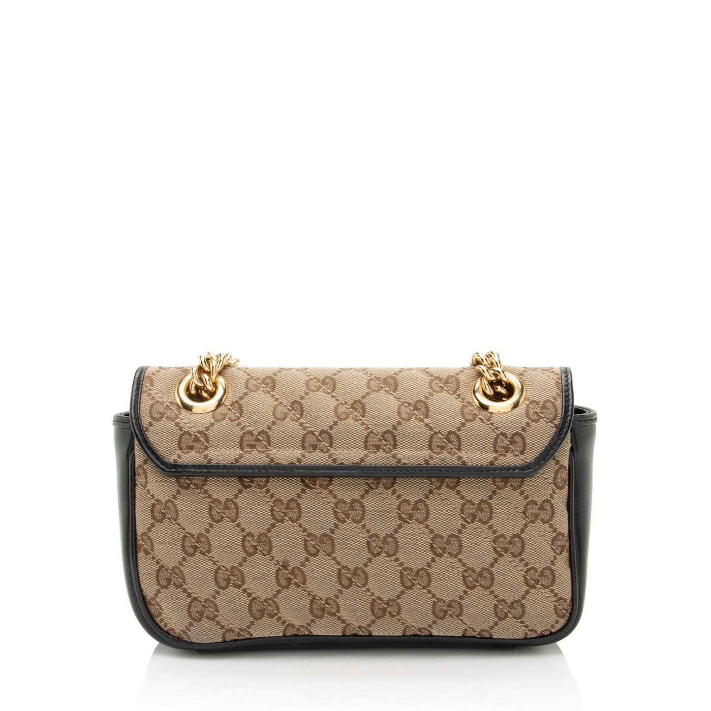 Gucci GG Marmont Flap Matelasse Leather Canvas Black Crossbody Bag