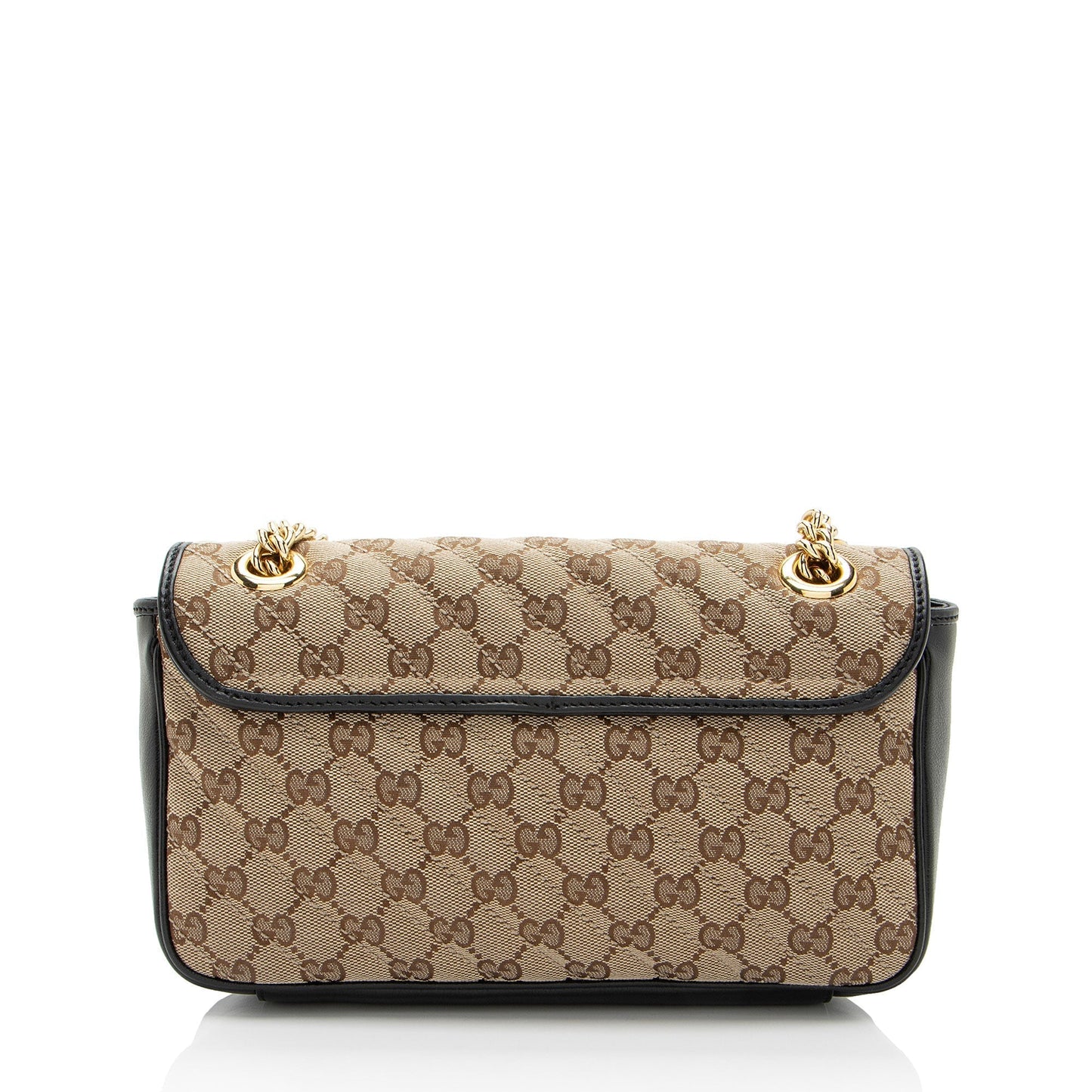 Gucci GG Marmont Flap SHF-gUhUoV Leather Canvas Black Beige Crossbody Bag