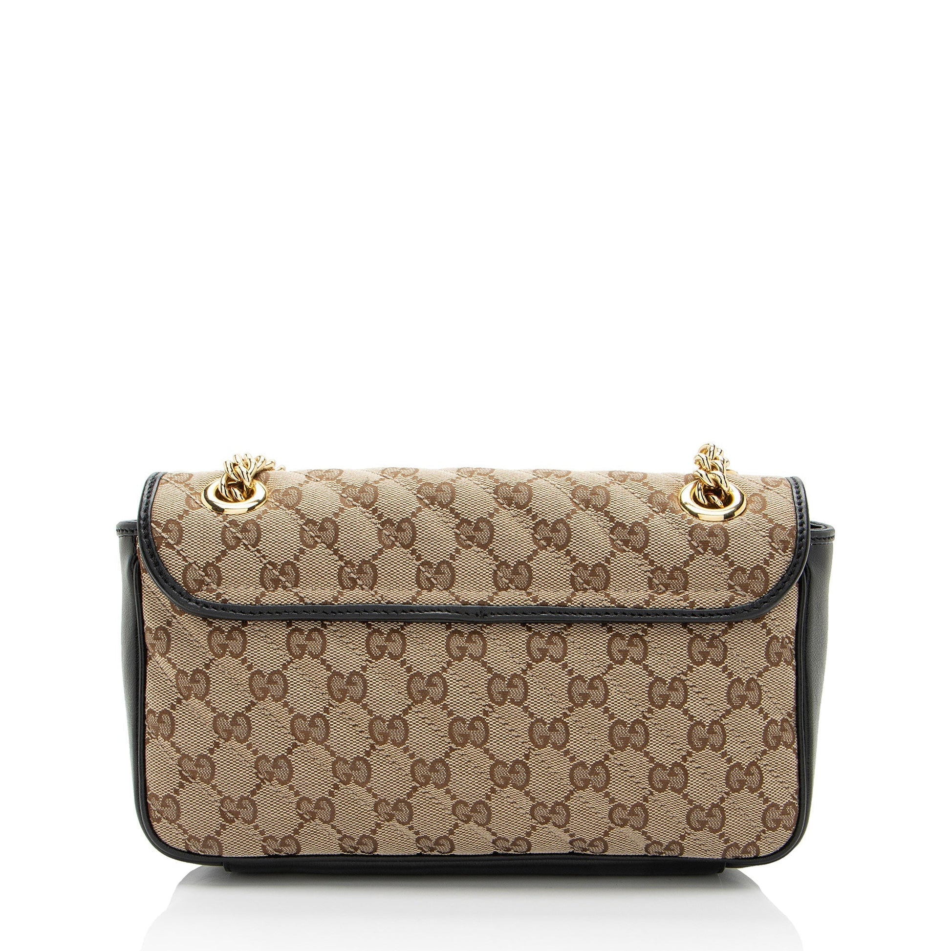 Gucci GG Marmont Flap SHF-gUhUoV Leather Canvas Black Beige Crossbody Bag