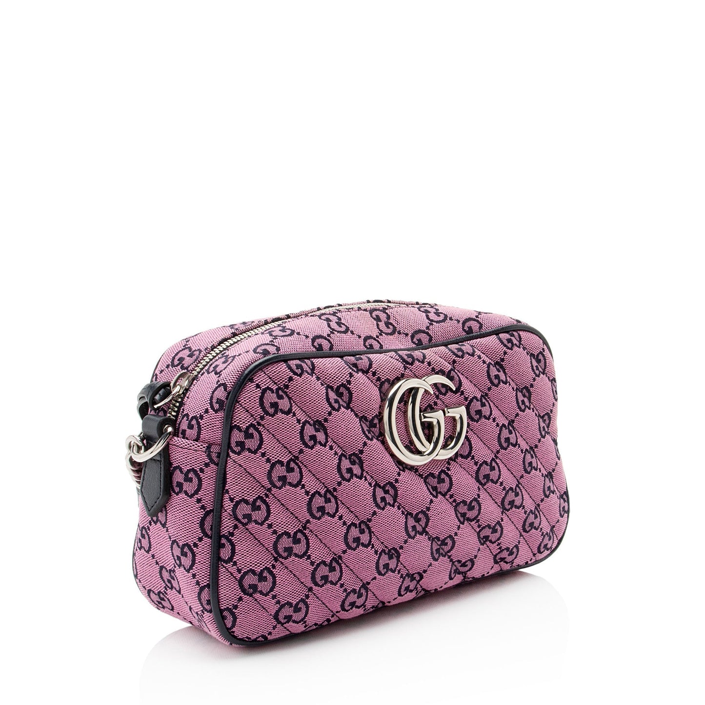Gucci GG Marmont SHF-IaQNI1 Leather Canvas Blue Pink Crossbody Bag