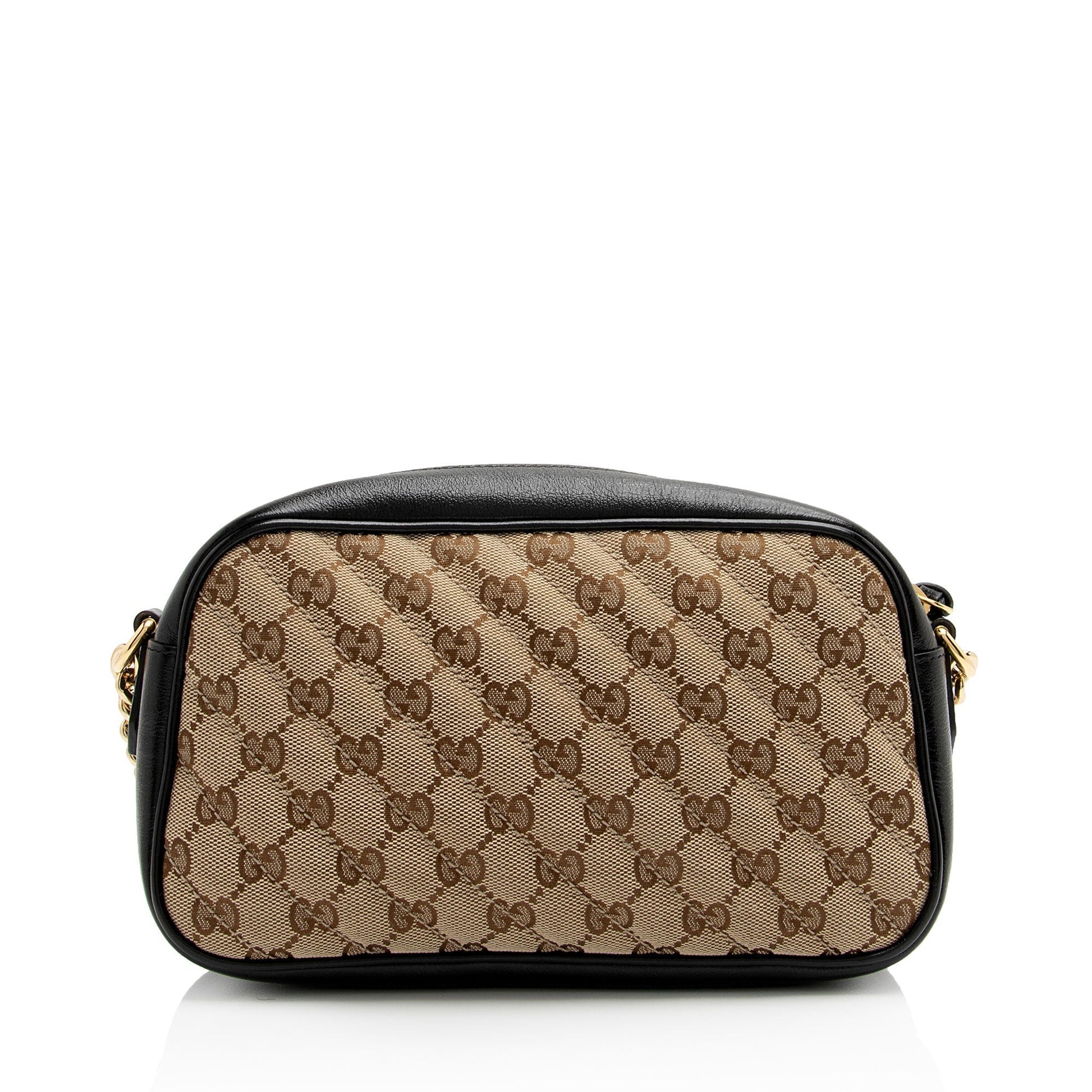 Gucci GG Marmont SHF-OkDG16 Leather Canvas Black Beige Crossbody Bag