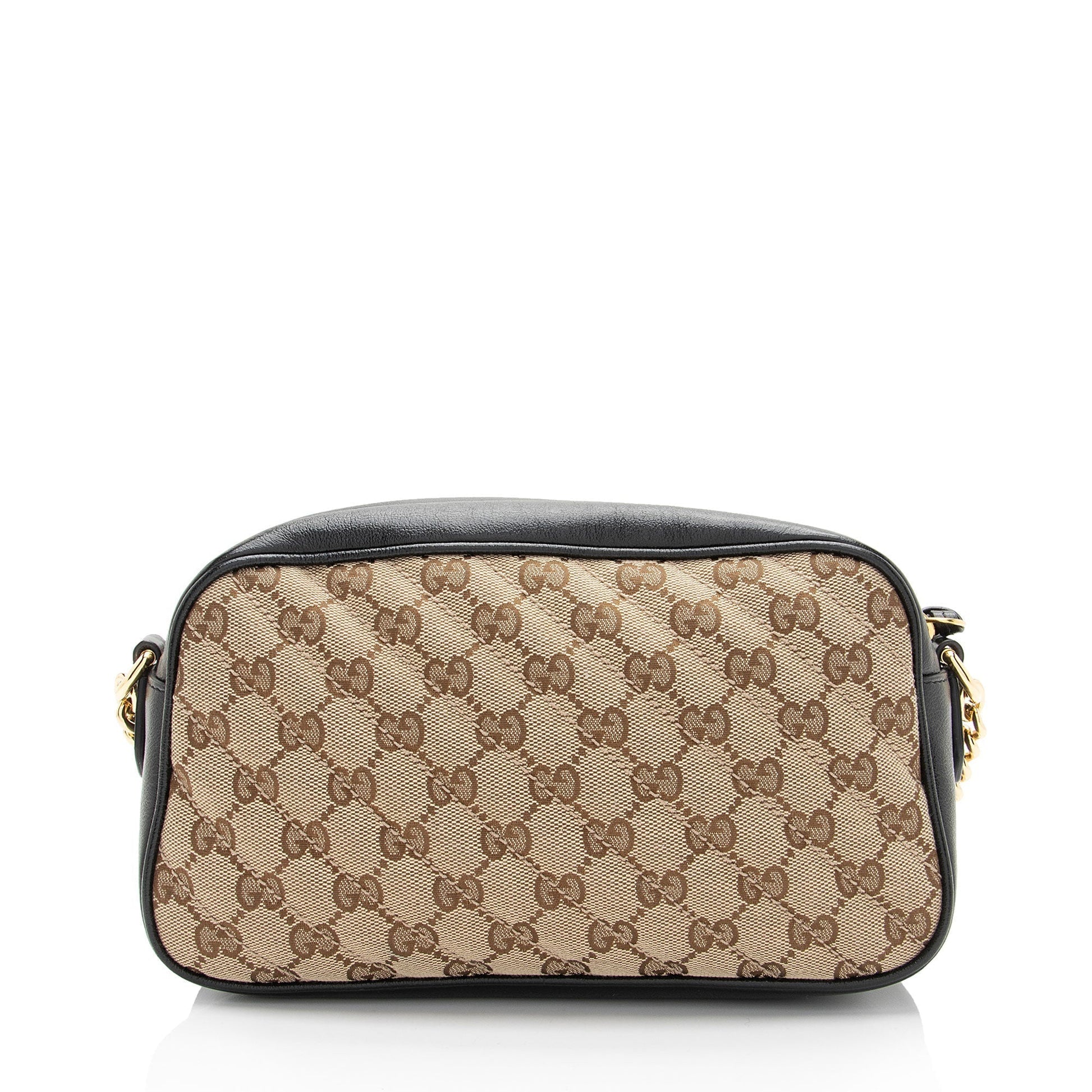 Gucci GG Marmont SHF-vFaifH Leather Canvas Black Brown Crossbody Bag
