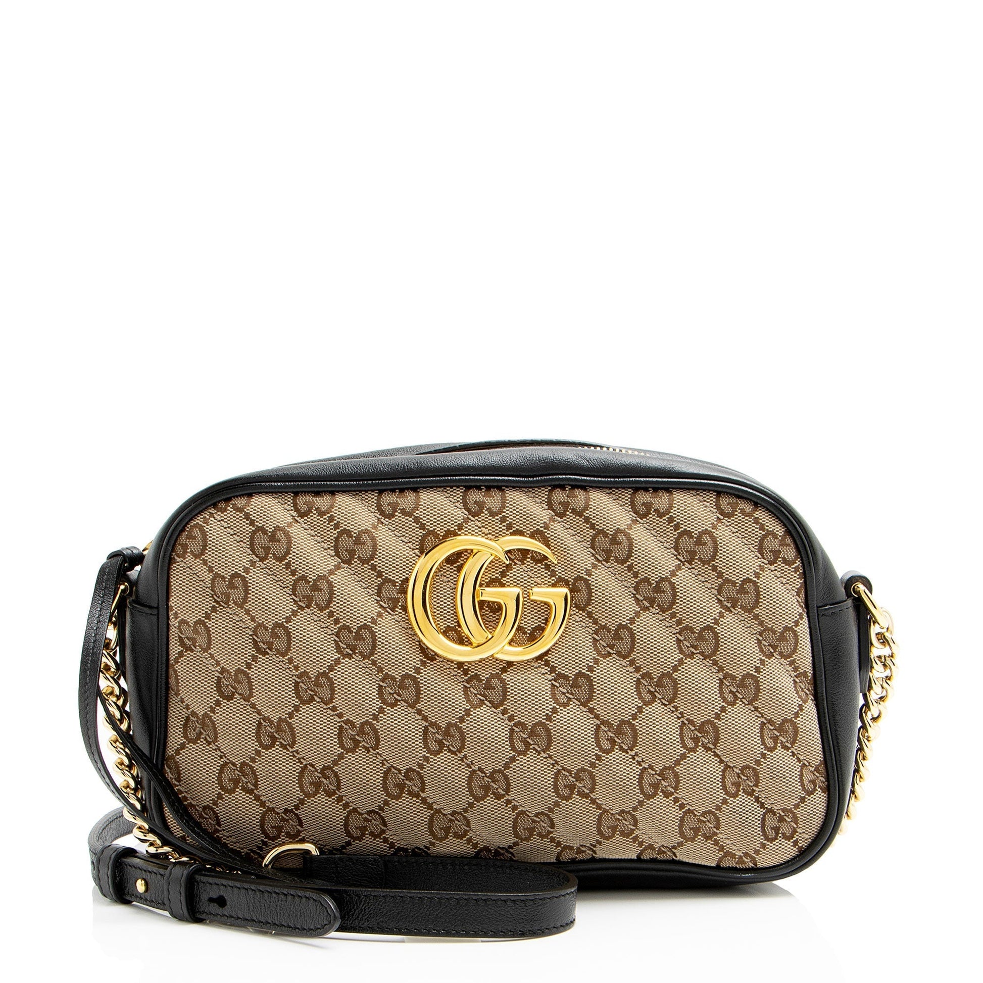 Gucci GG Marmont Matelasse Leather Canvas Black Crossbody Bag