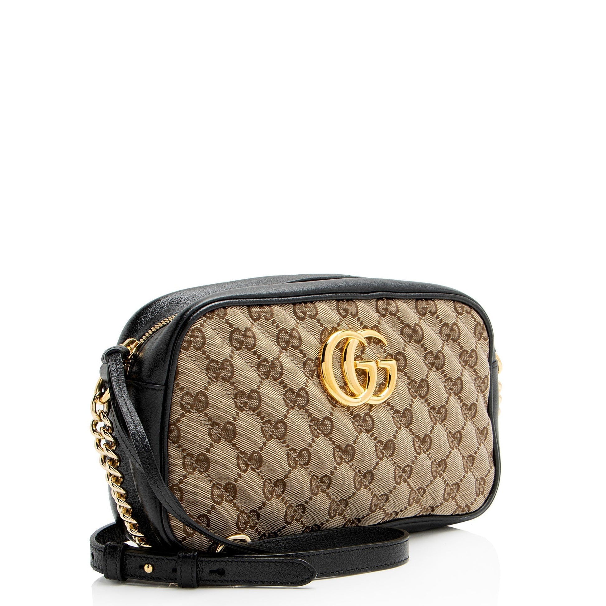 Gucci GG Marmont Matelasse Leather Canvas Black Crossbody Bag