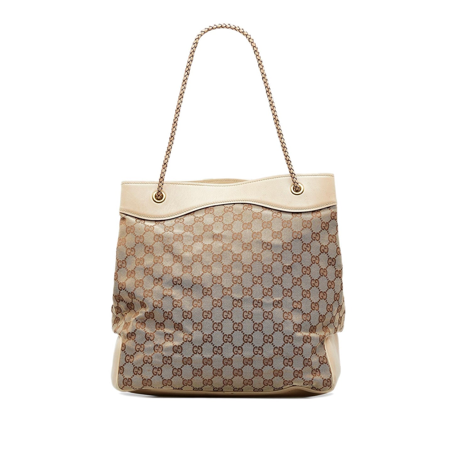 Gucci GG Gifford SHG-2v9wsW Canvas Calf White Brown Tote Bag