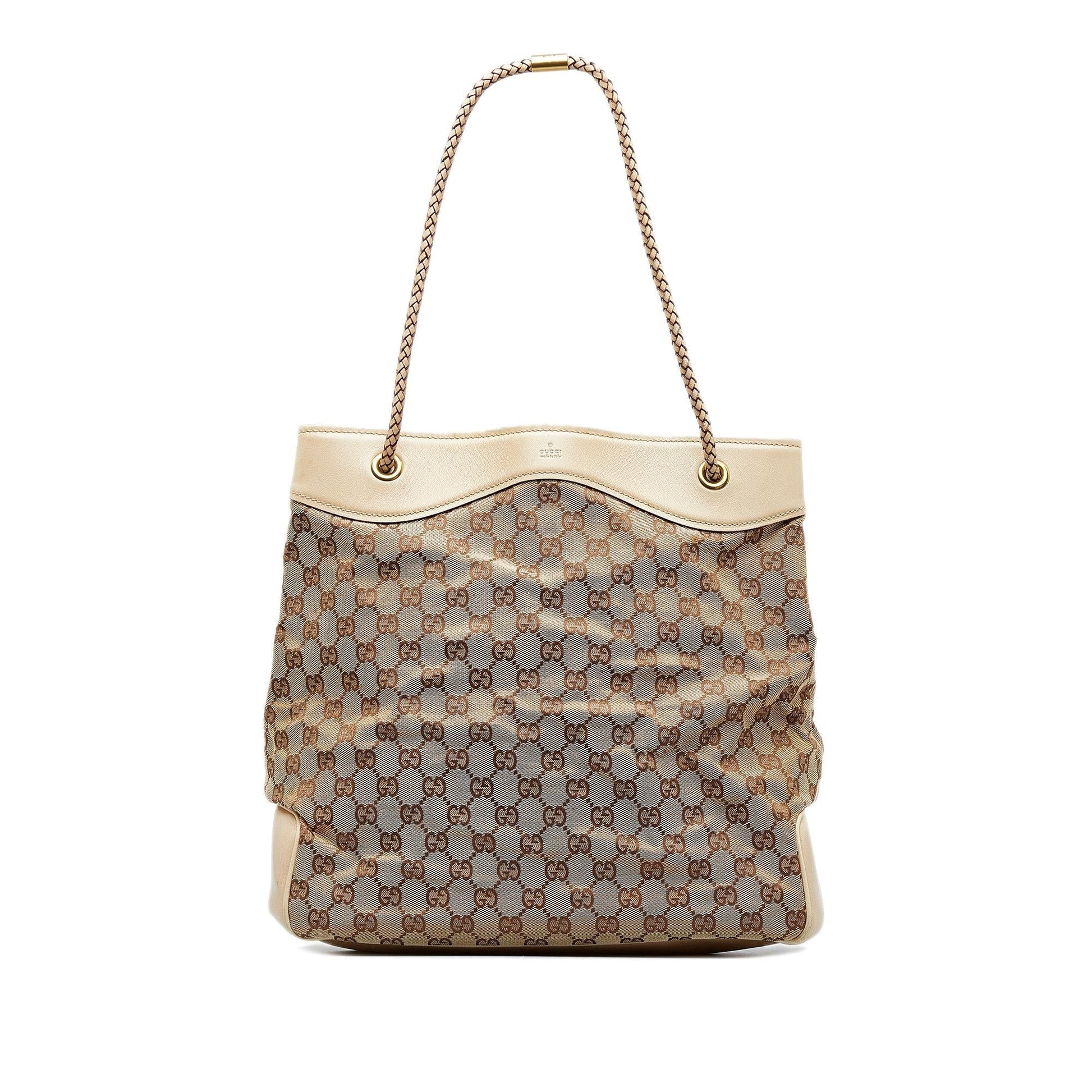 Gucci GG Gifford SHG-2v9wsW Canvas Calf White Brown Tote Bag