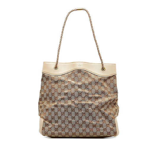 Gucci GG Gifford SHG-2v9wsW Canvas Calf White Brown Tote Bag