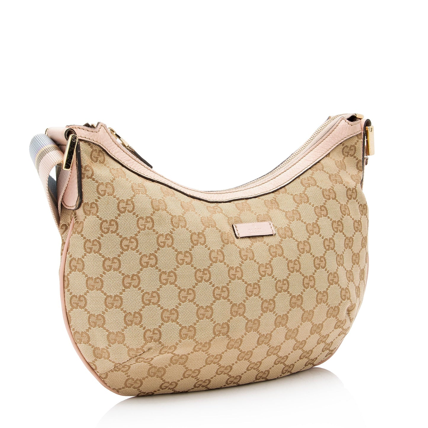 Gucci GG Half Moon Messenger SHF-3lgdQ3 Leather Canvas Nylon Beige Shoulder Bag