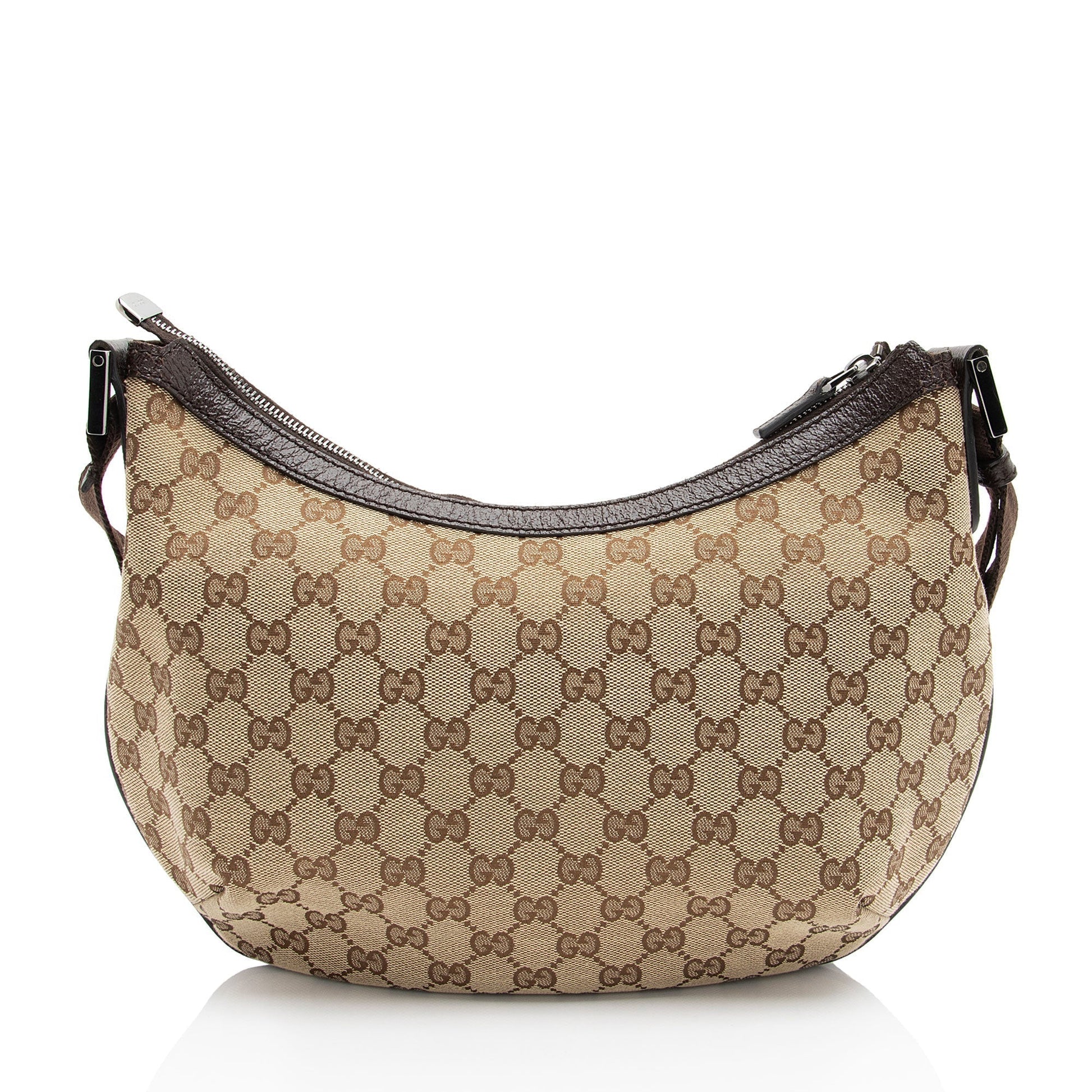 Gucci GG Half Moon Messenger SHF-wdpRGn Leather Canvas Nylon Brown Shoulder Bag