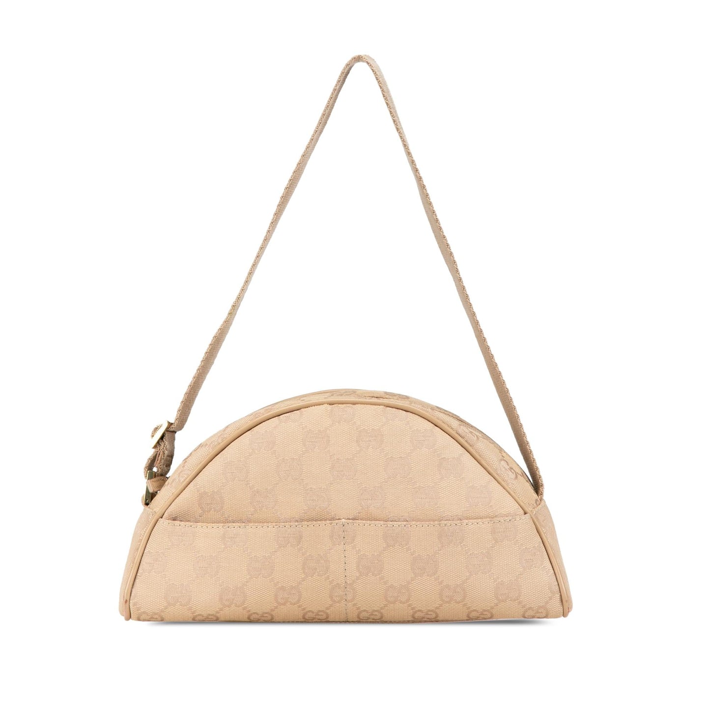 Gucci GG Half Moon Pochette Canvas Brown Shoulder Bag