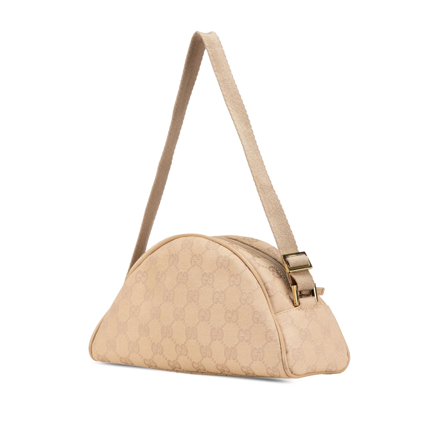Gucci GG Half Moon Pochette Canvas Brown Shoulder Bag