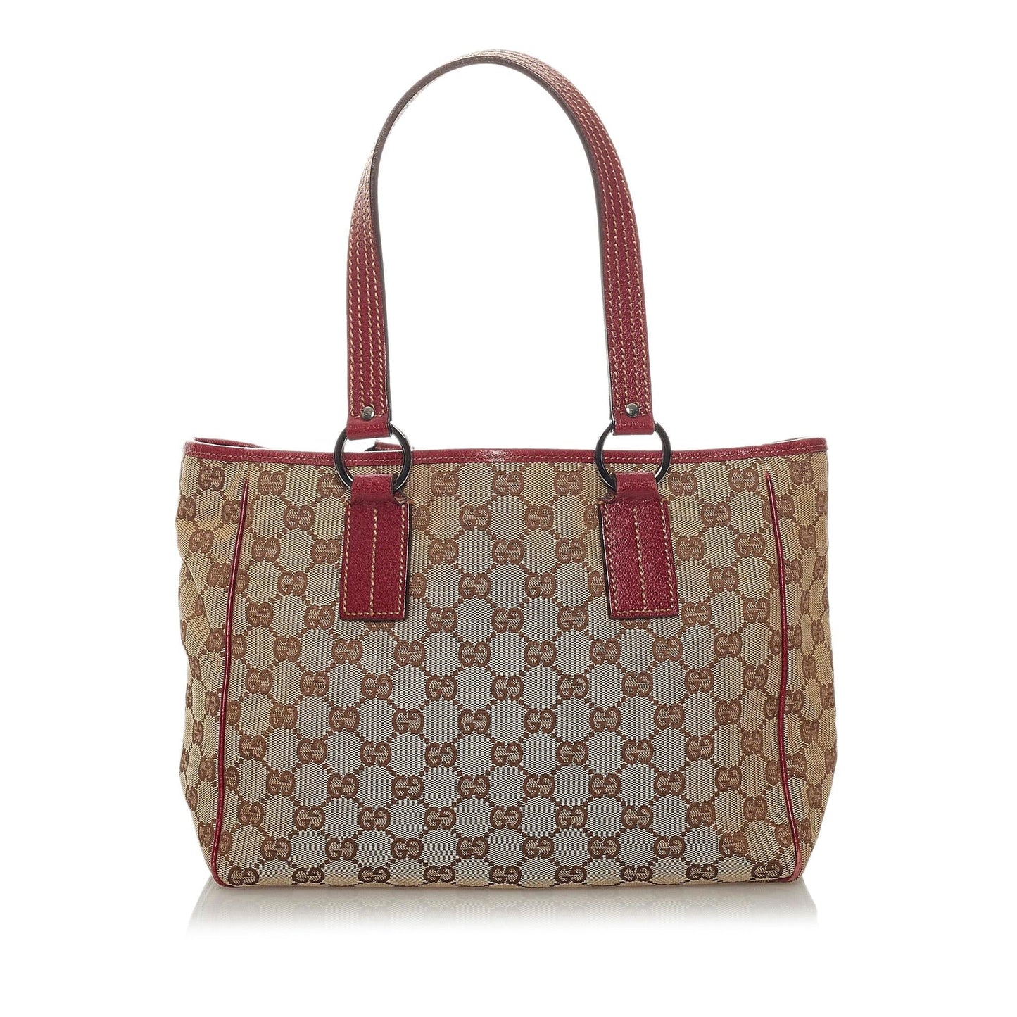 Gucci GG SHG Canvas Brown Red Satchel Bag