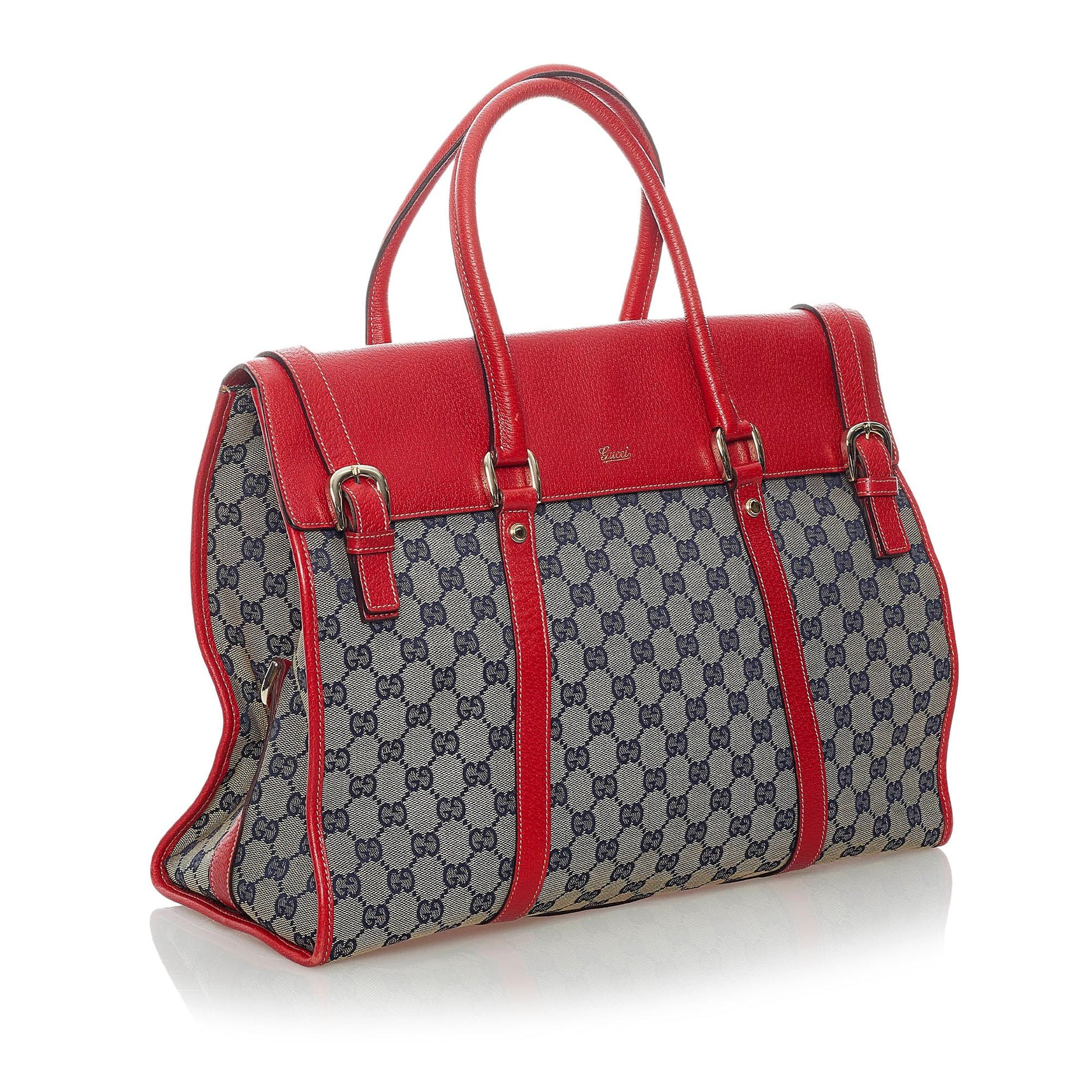 Gucci GG SHG Canvas Brown Grey Satchel Bag
