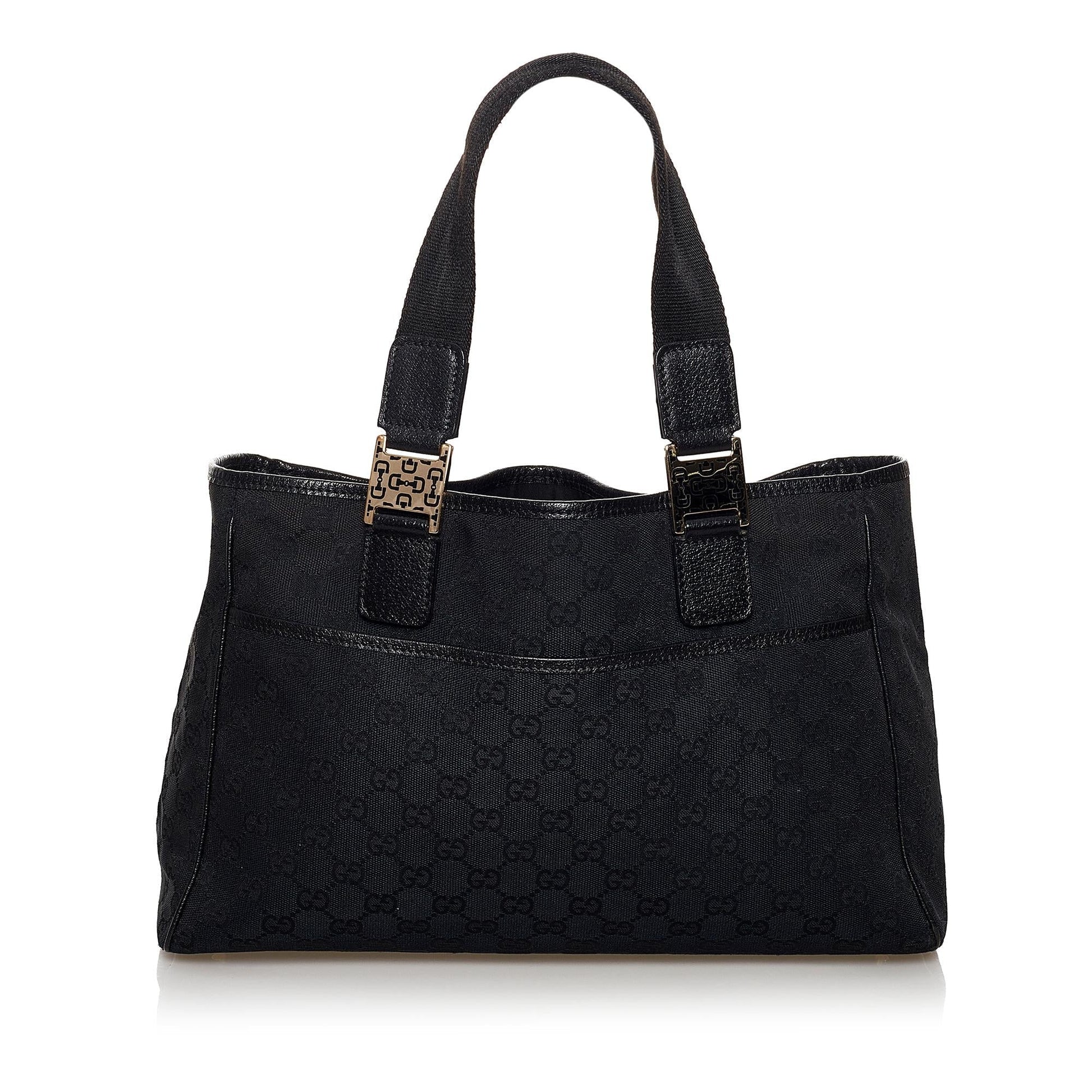 Gucci GG SHG Canvas Calf Black Satchel Bag 3