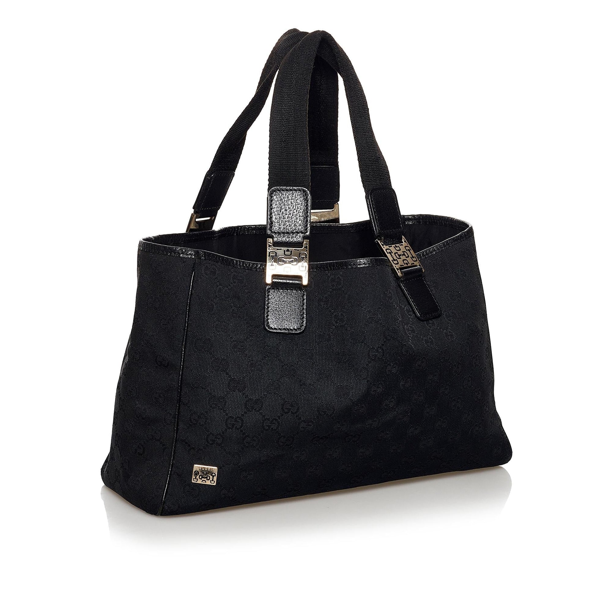 Gucci GG SHG Canvas Calf Black Satchel Bag 3