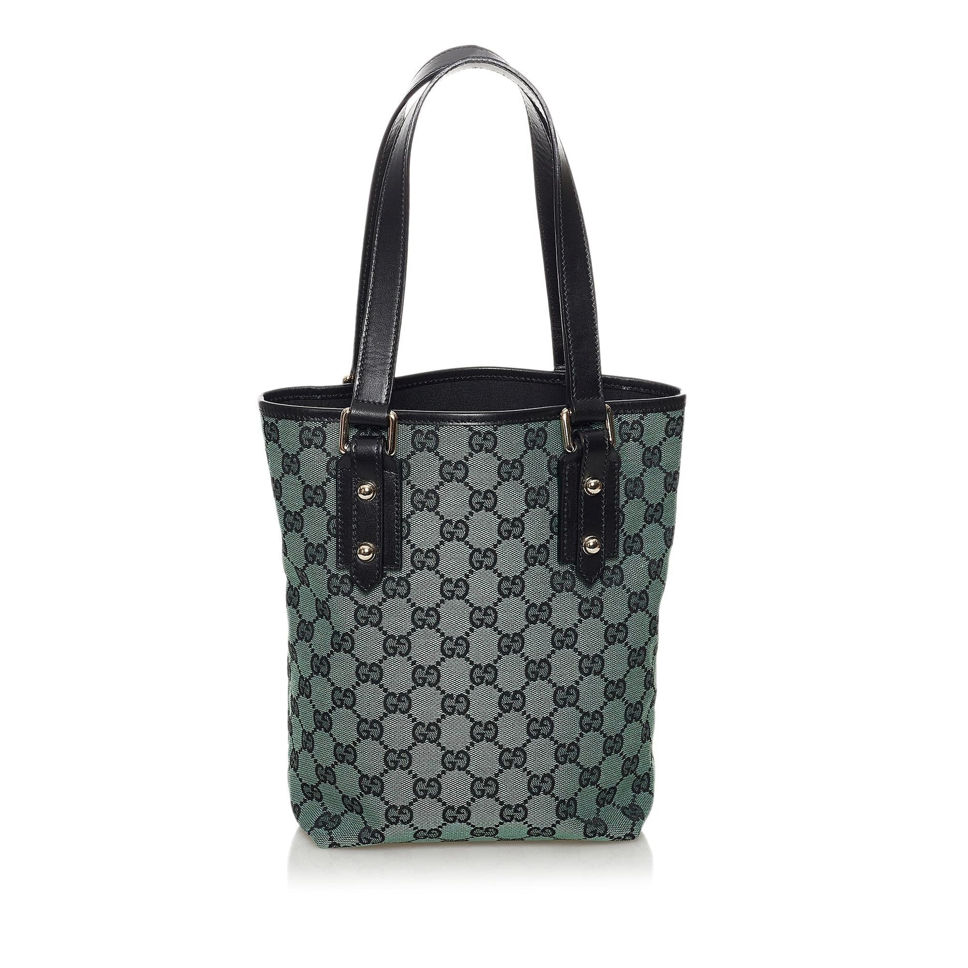 Gucci GG SHG Canvas Calf Blue Grey Satchel Bag