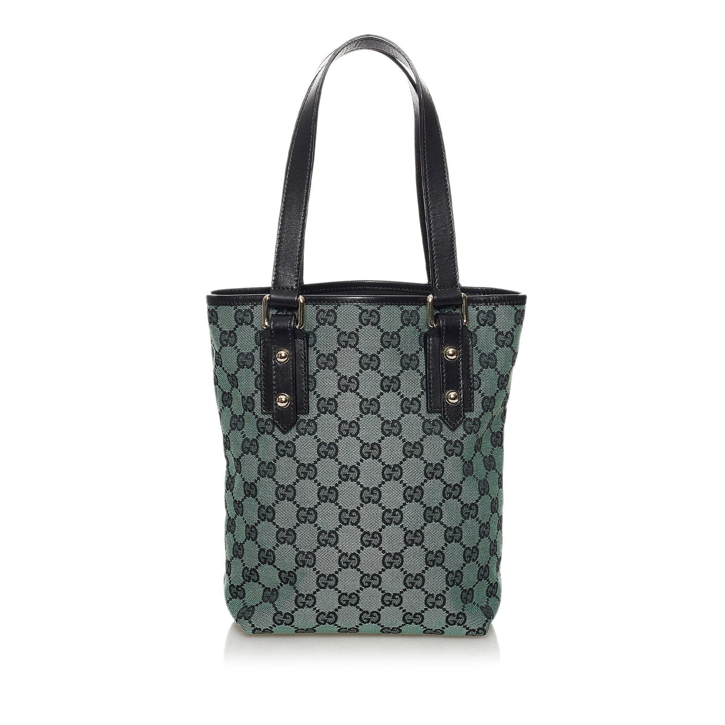 Gucci GG SHG Canvas Calf Blue Grey Satchel Bag